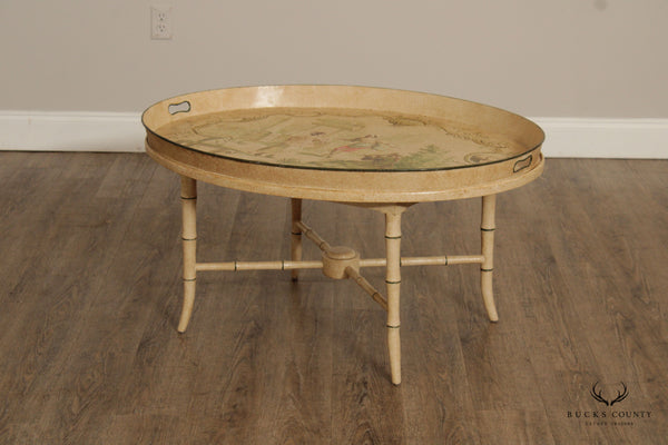 Italian Hand Painted Tole Tray Top Coffee Table