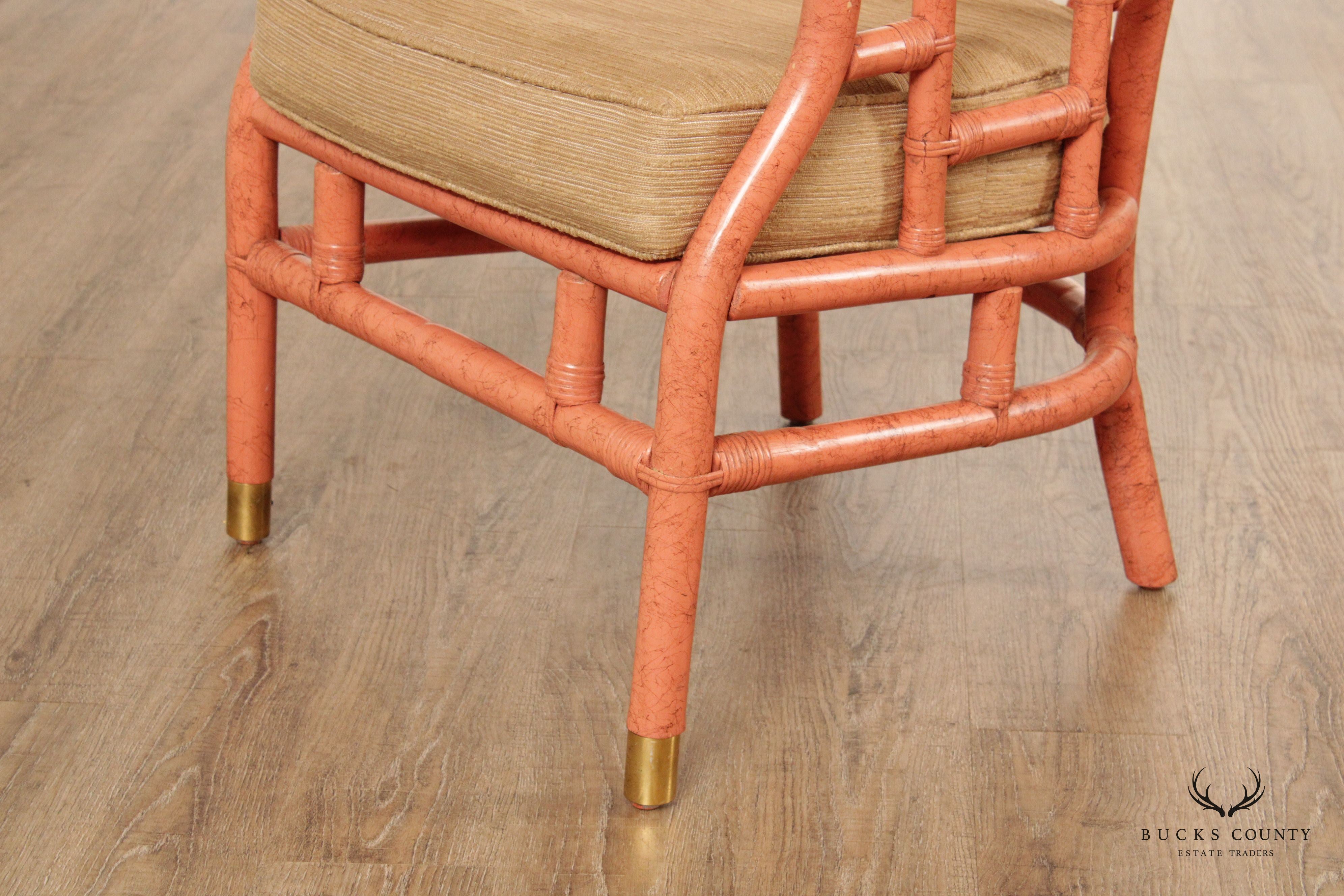 Ficks Reed Vintage Chinoiserie Inspired Curved Back Rattan Armchair
