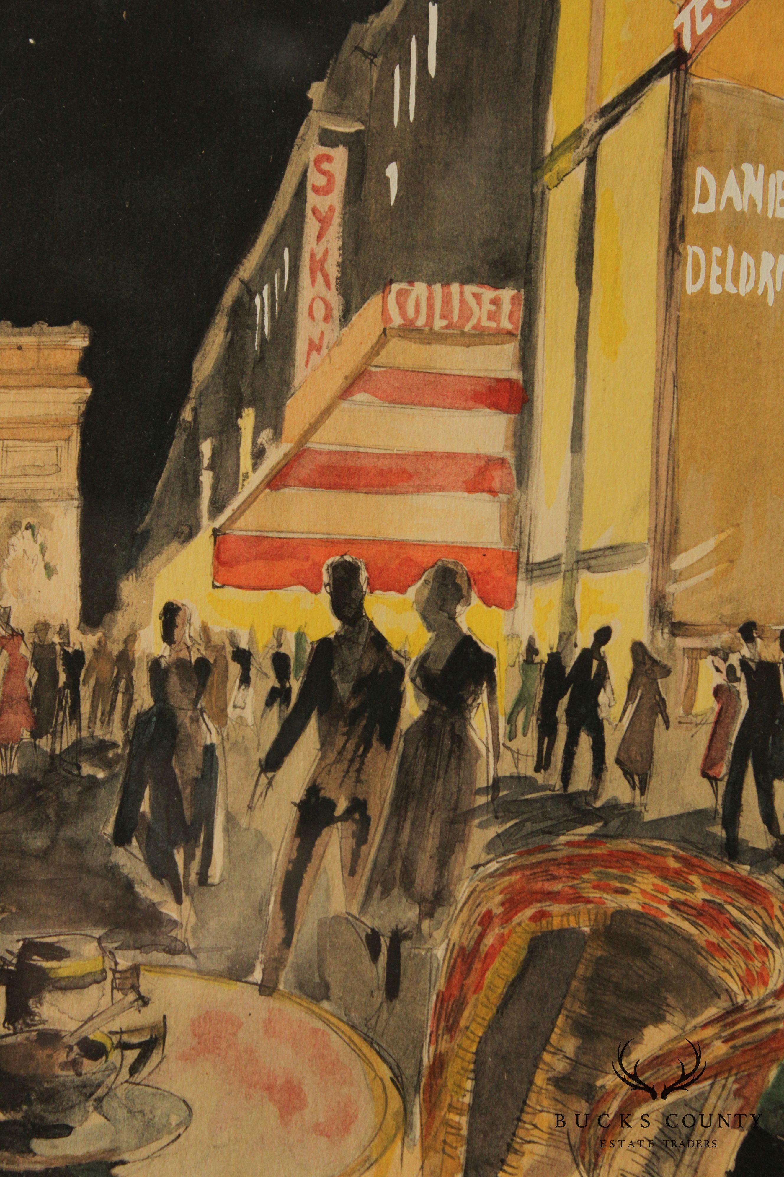 Franz Herbelot Parisian Cinema Bistro Lithograph