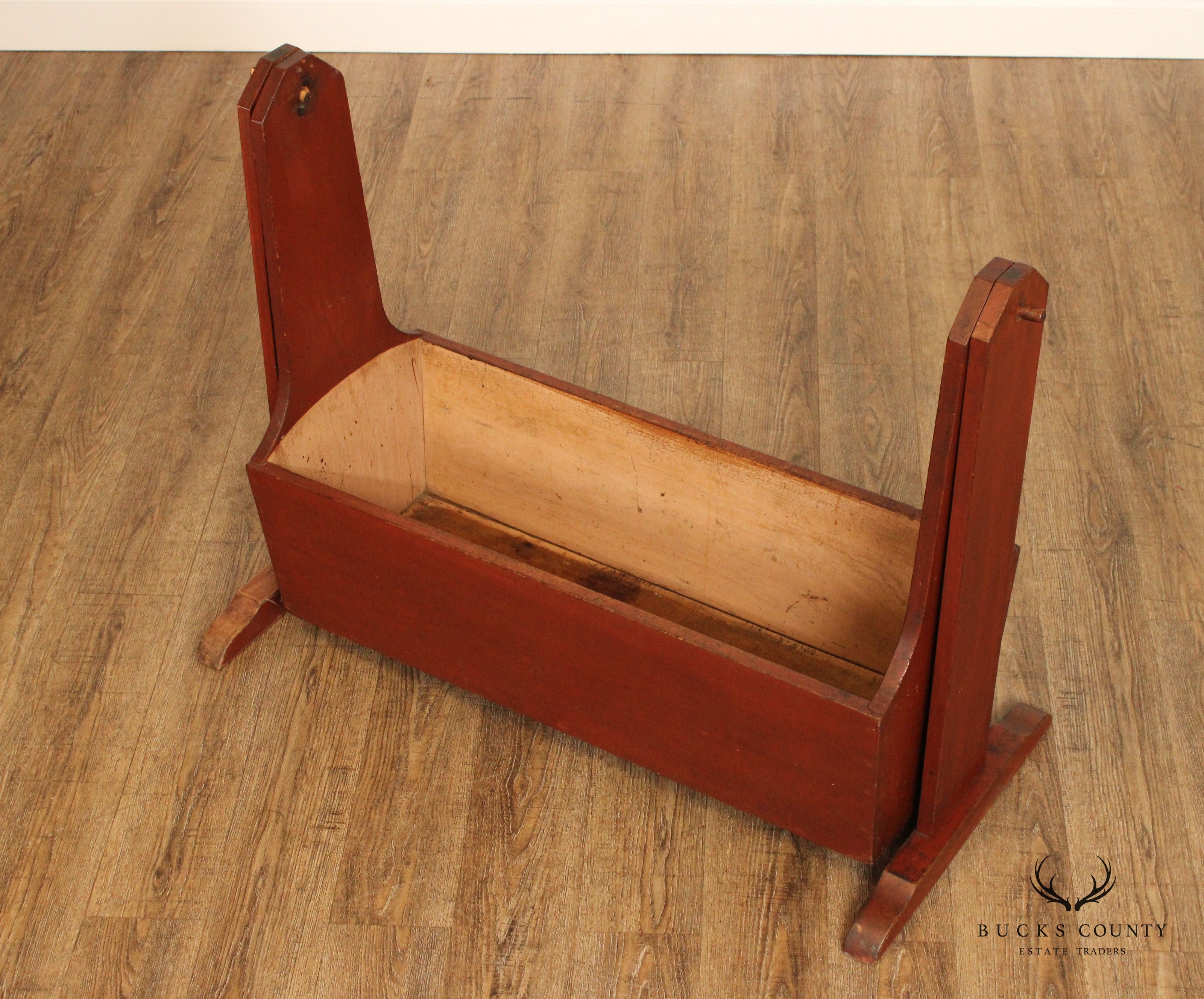 Antique American Red Painted Swing Cradle