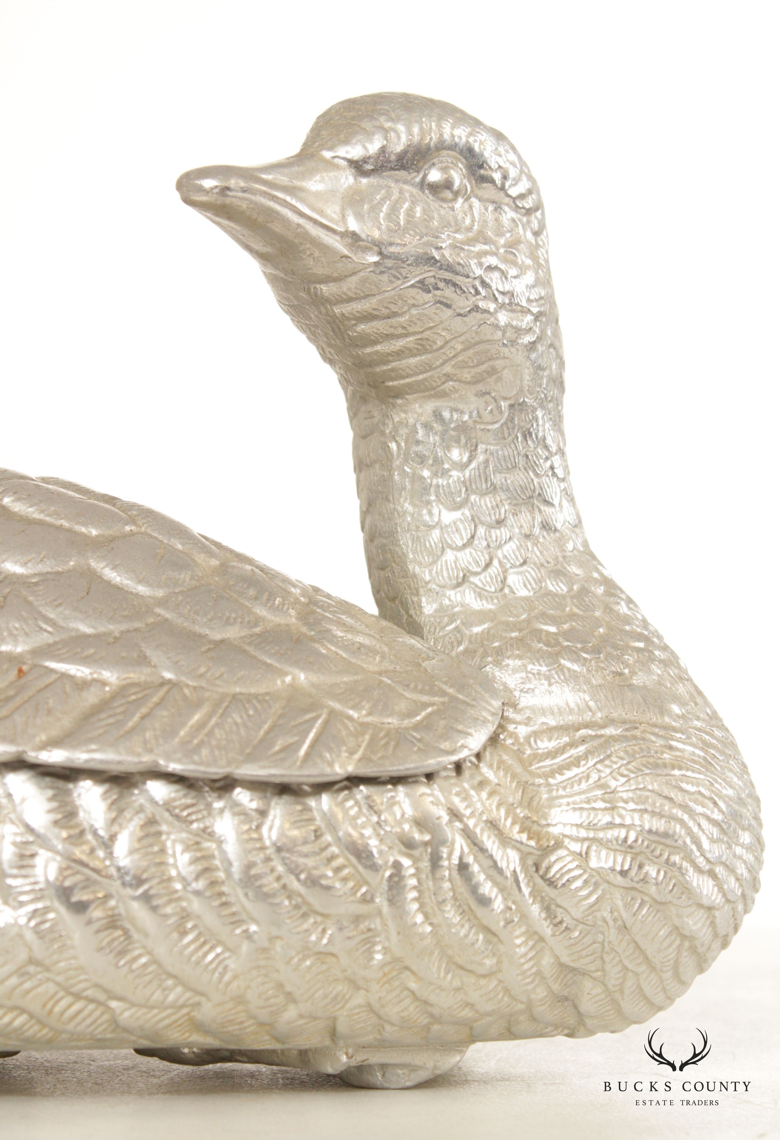 Arthur Court Polished Aluminum Duck Tureen and Ladle