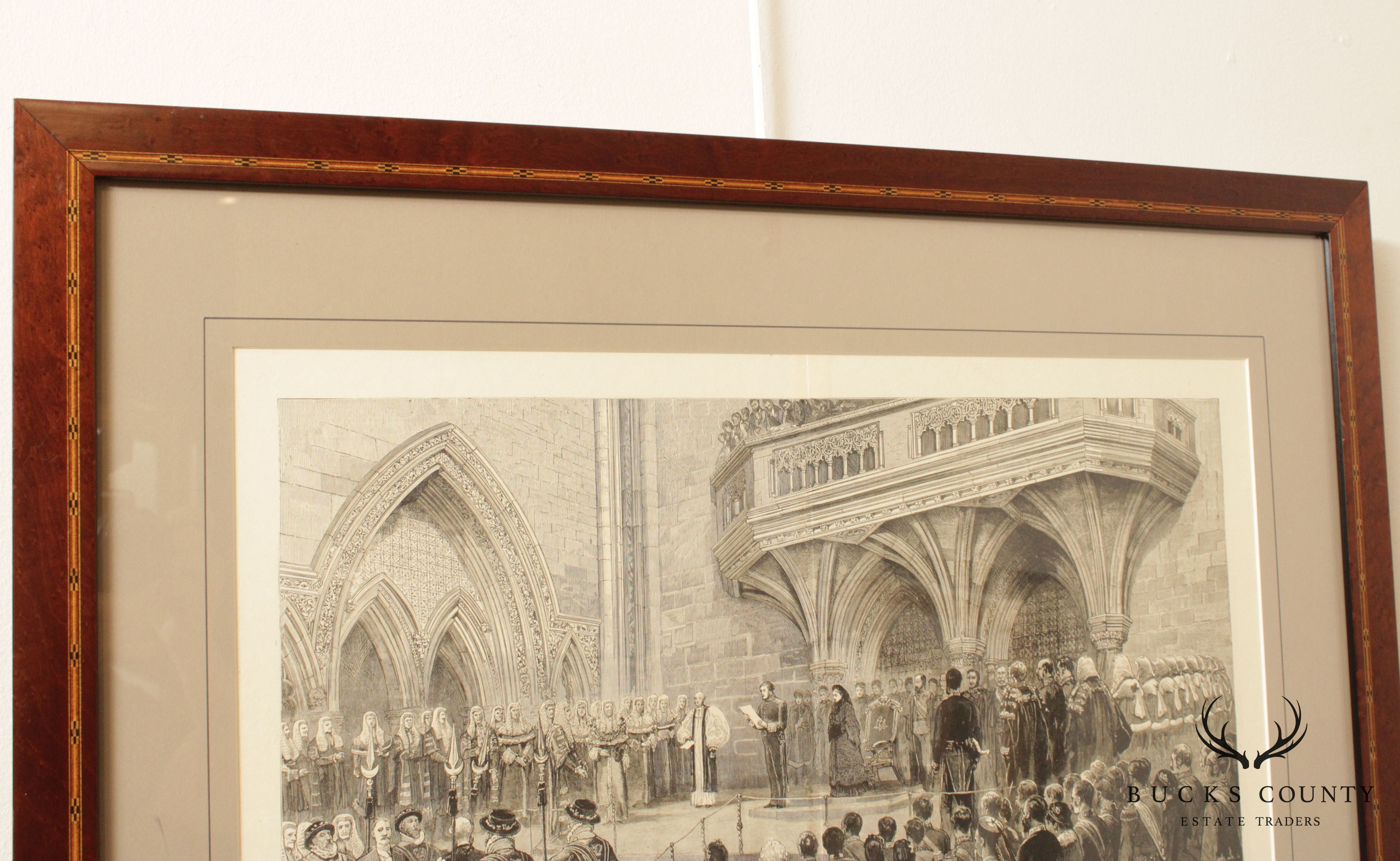 Antique English Engraving, Royal Court Ceremony London