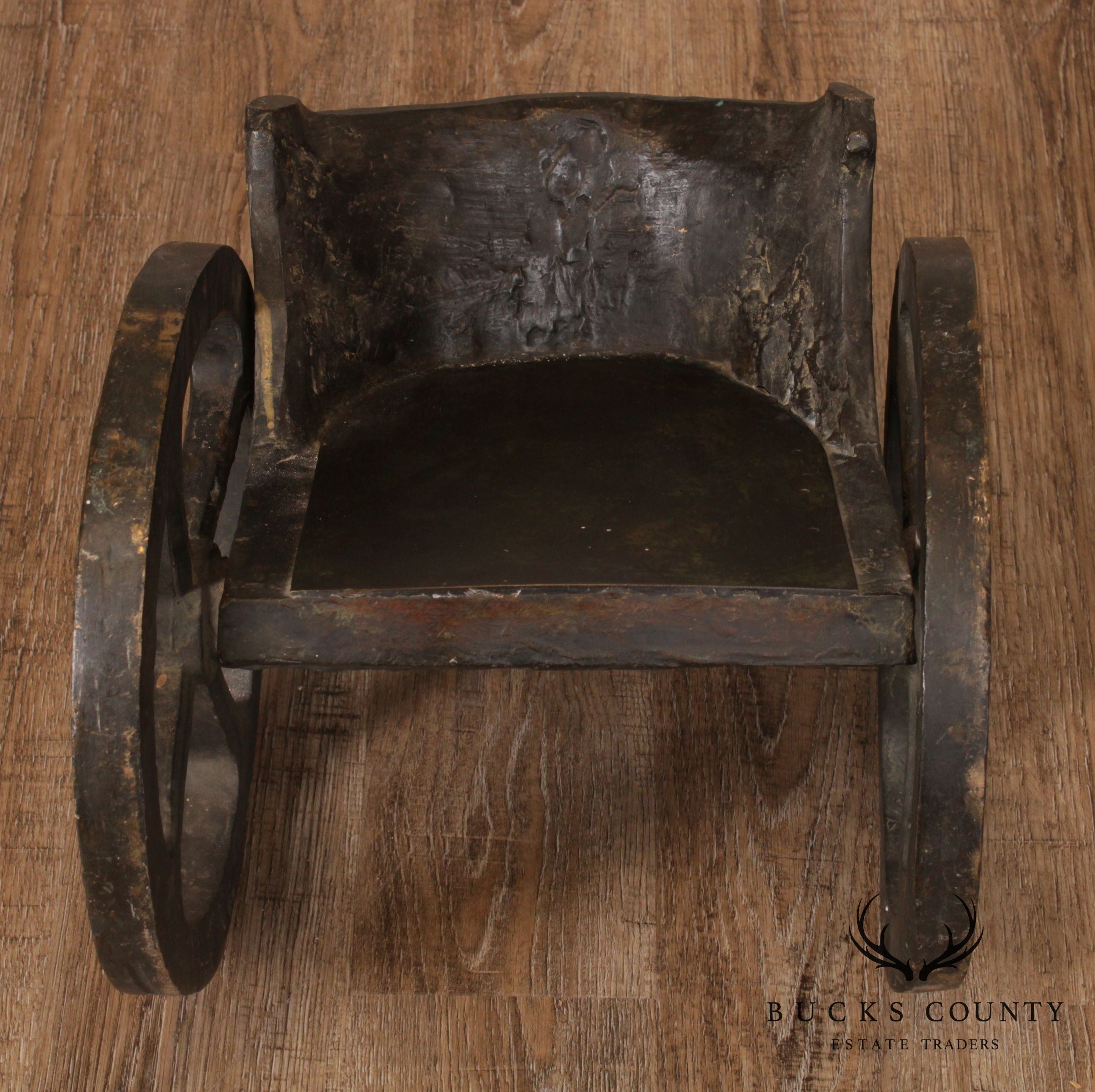 Vintage Bronze Chariot Sculpture