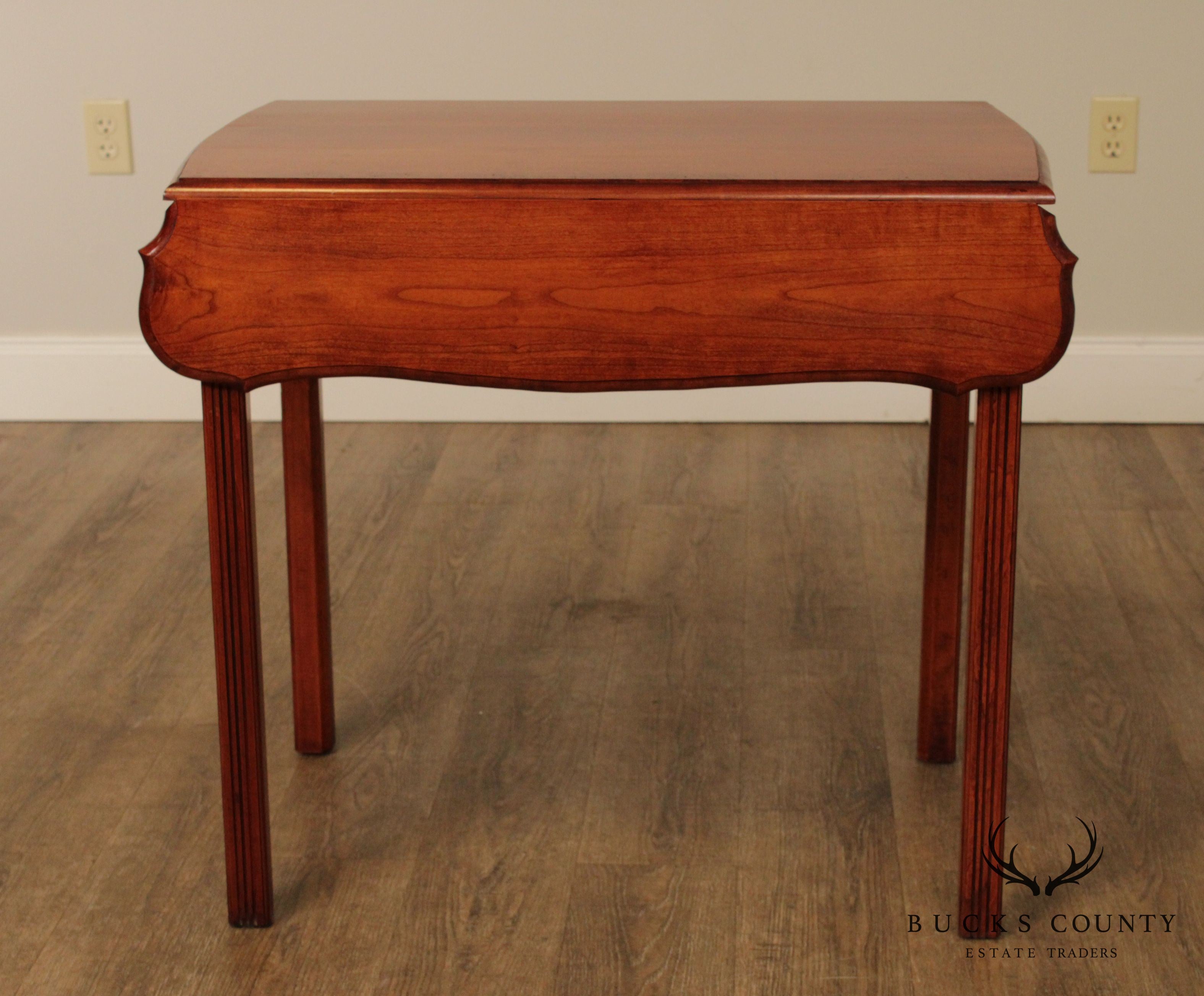 Chippendale Style Custom Crafted Cherry Drop Leaf Pembroke Table