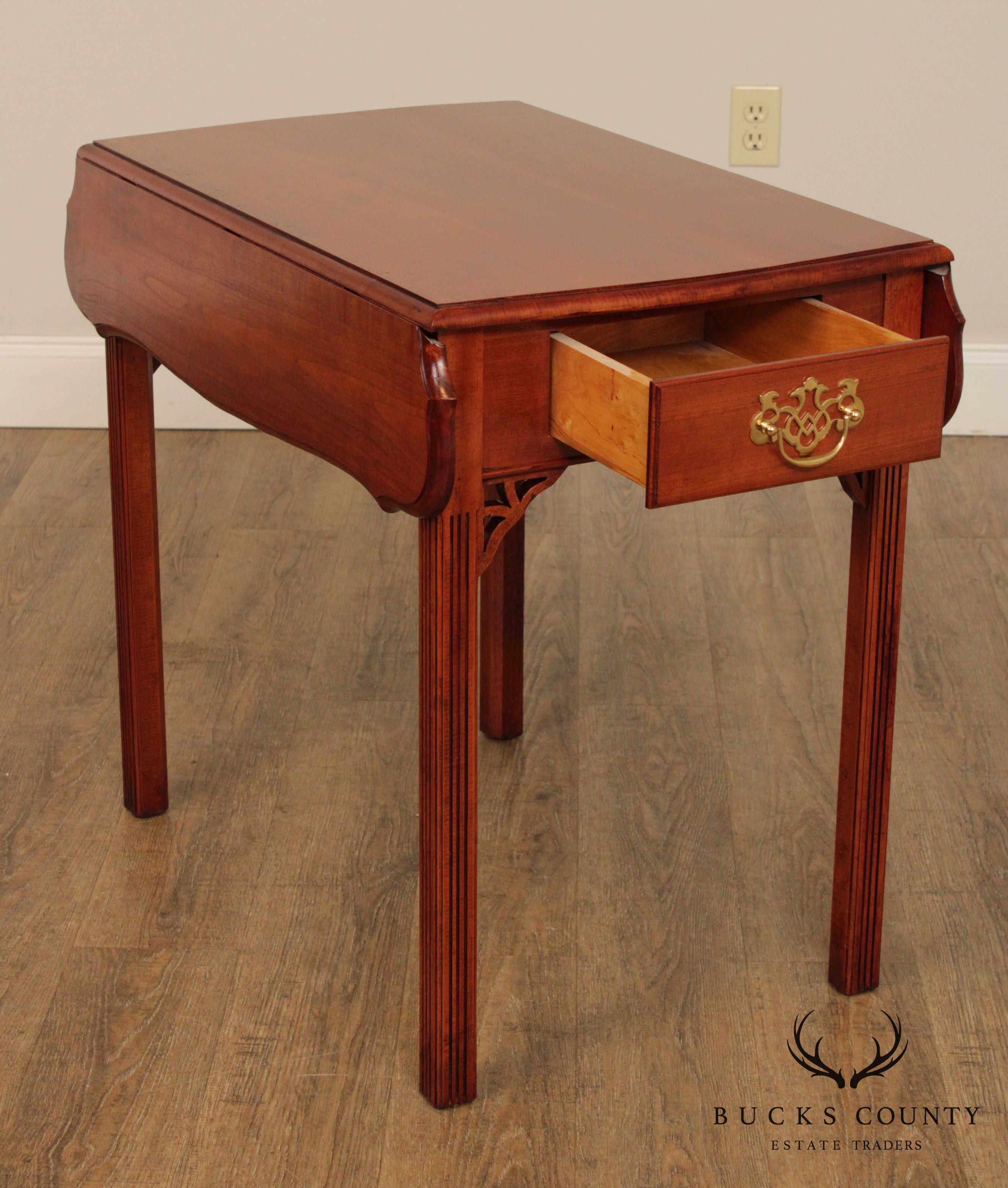 Chippendale Style Custom Crafted Cherry Drop Leaf Pembroke Table