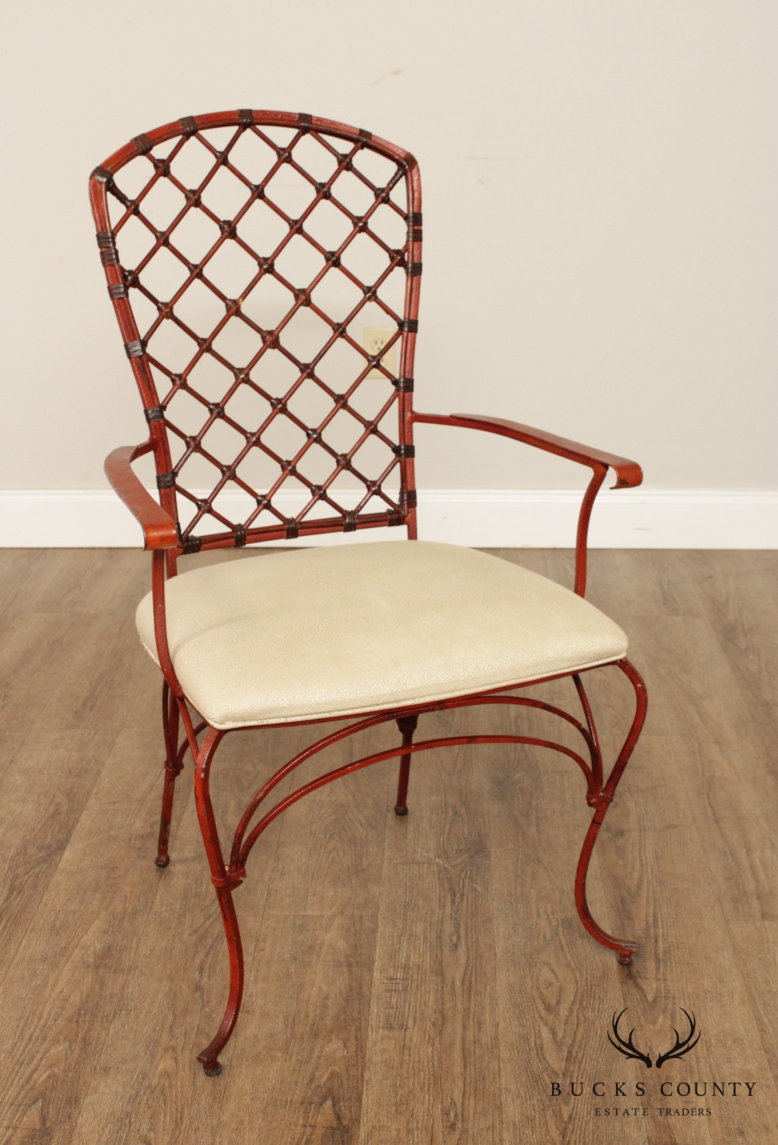 Hollywood Regency Set of 3 Iron Arm Chairs