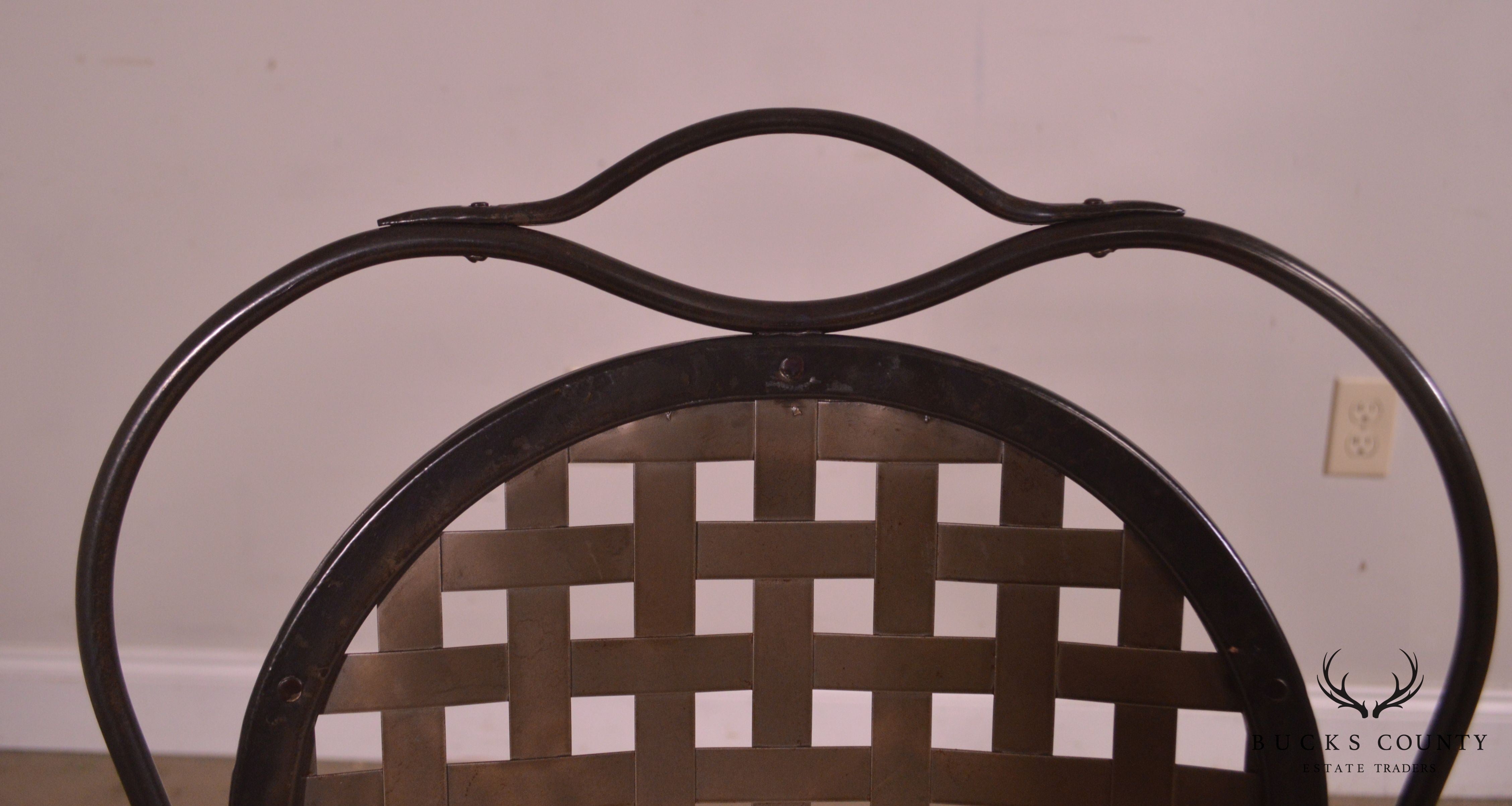 Quality Wrought Iron Lattice Back Side Chair