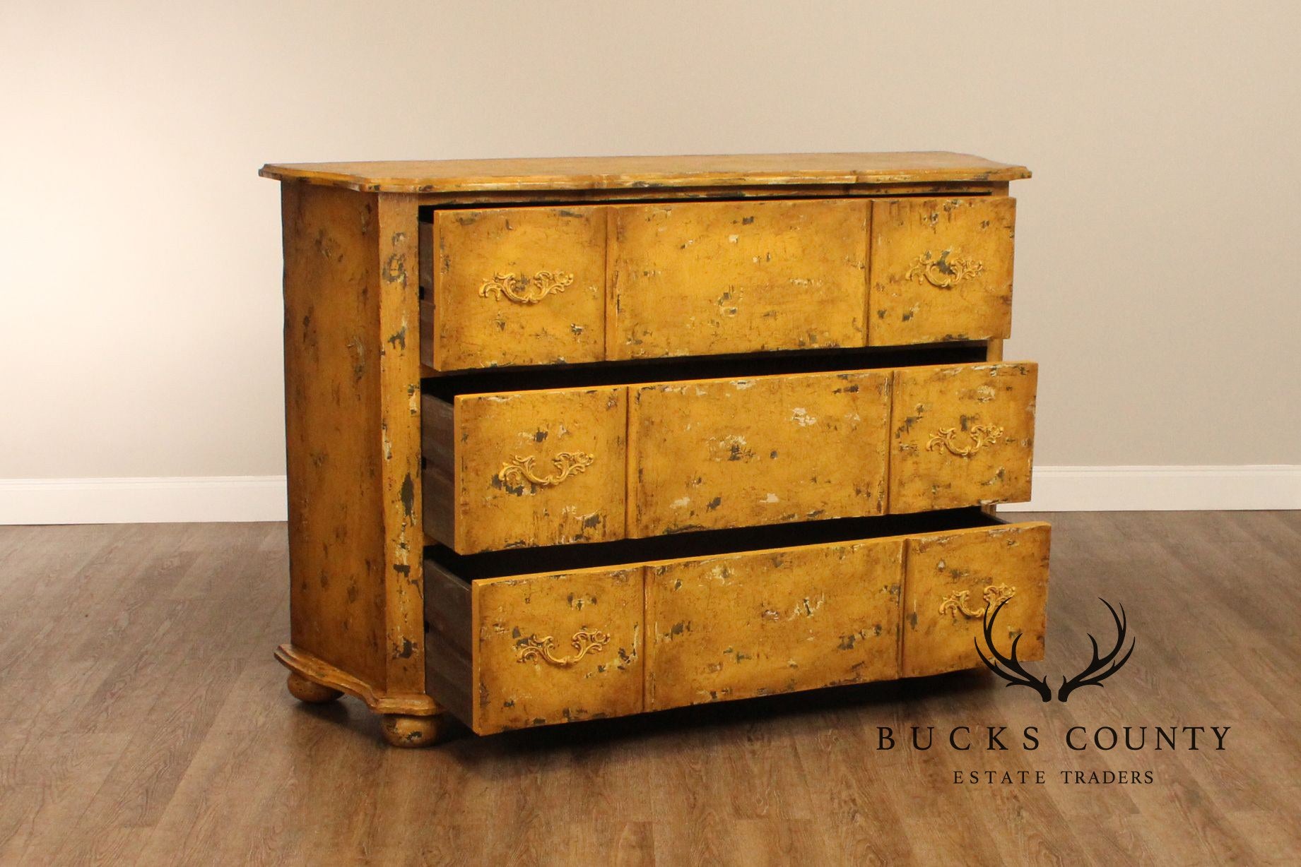 Guild Master Large Distressed Painted Three-Drawer 'Duchess Chest'