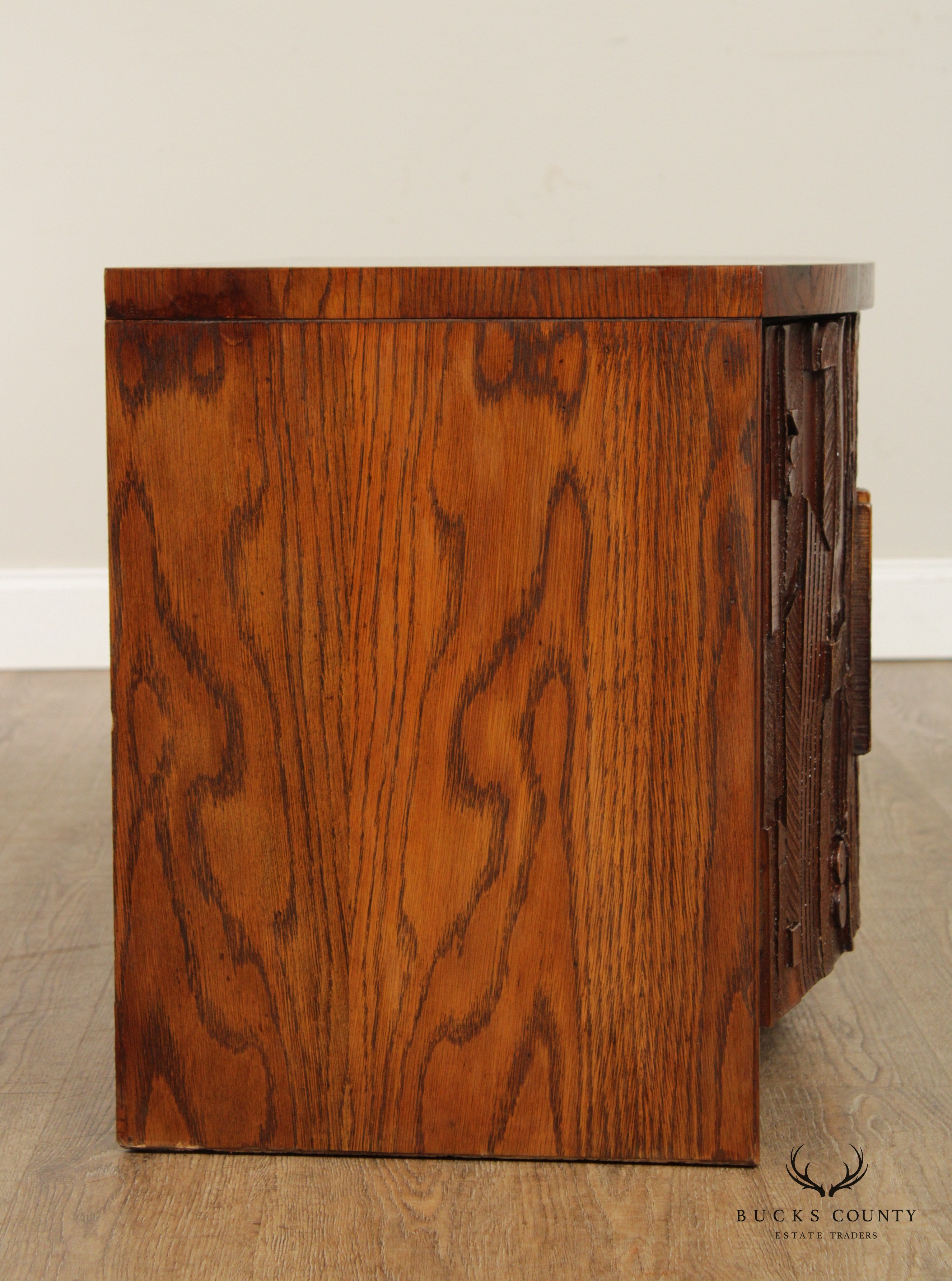 Lane Mid Century Brutalist Pair Pueblo Cabinet  Nightstands