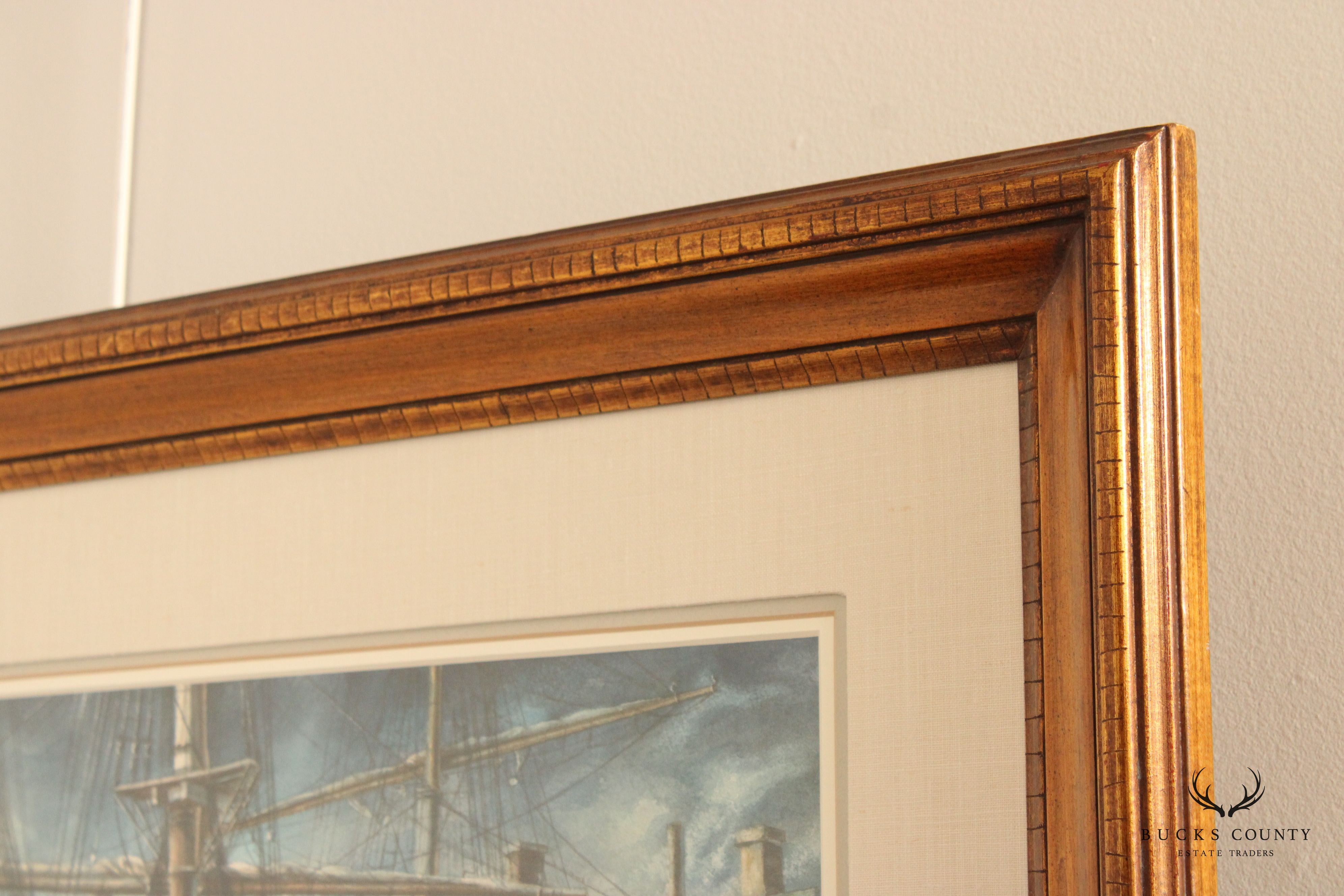 Keith Miller 1970s Ship Loading Docks Fine Art Print, Custom Framed