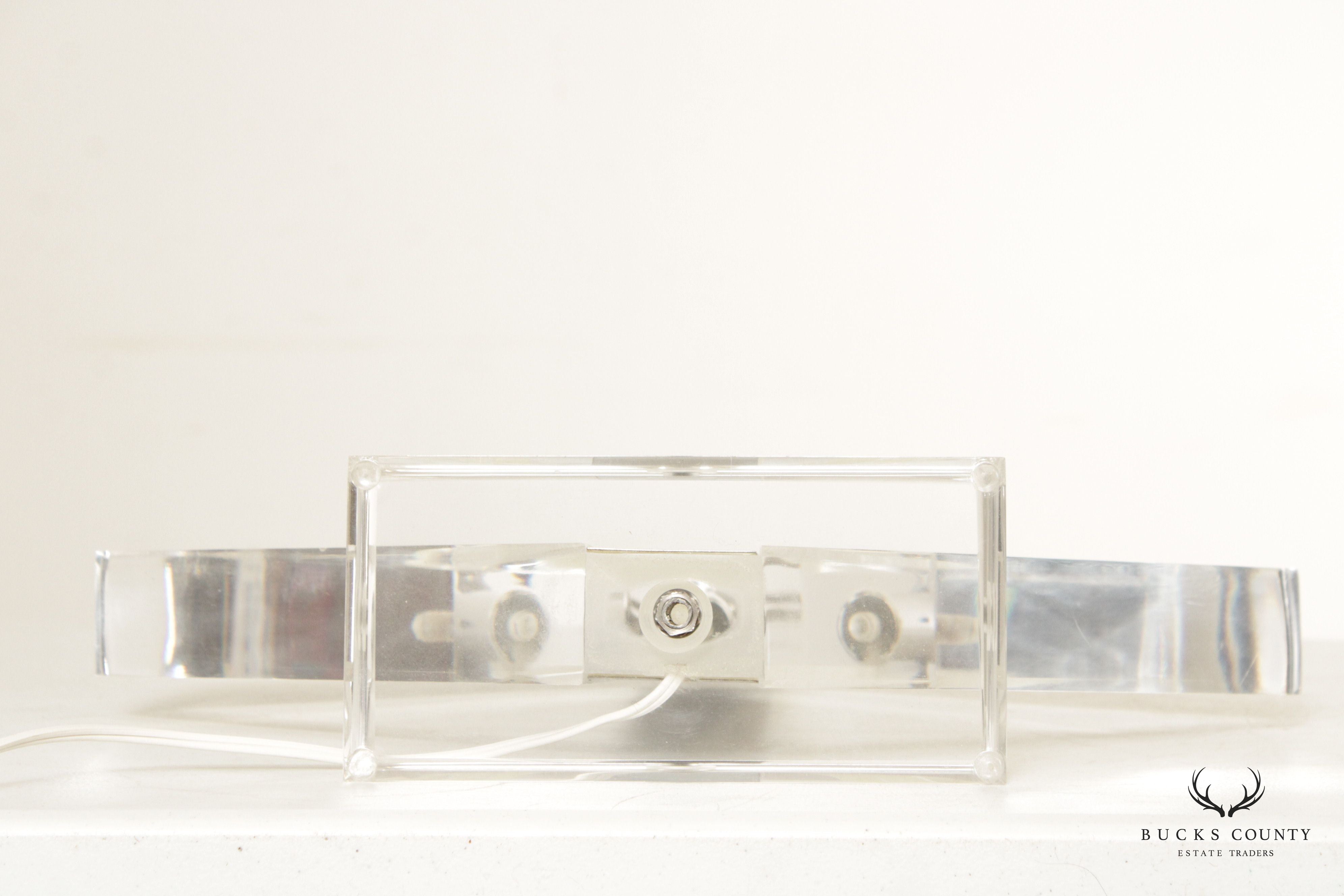 George Bullio Post Modern Chrome and Lucite Table Lamp