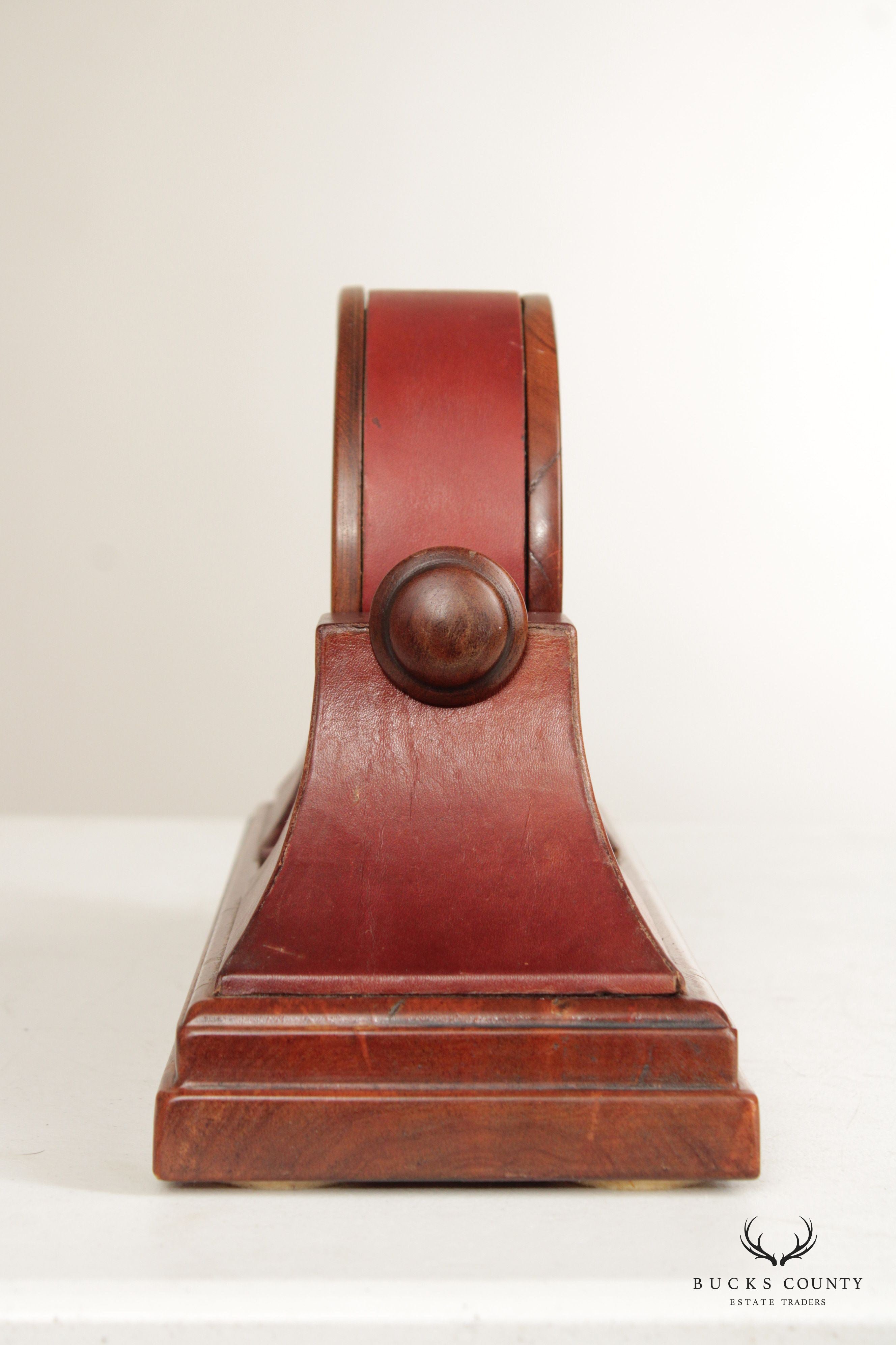 Ethan Allen Traditional Style Leather Wrapped Mantel Clock
