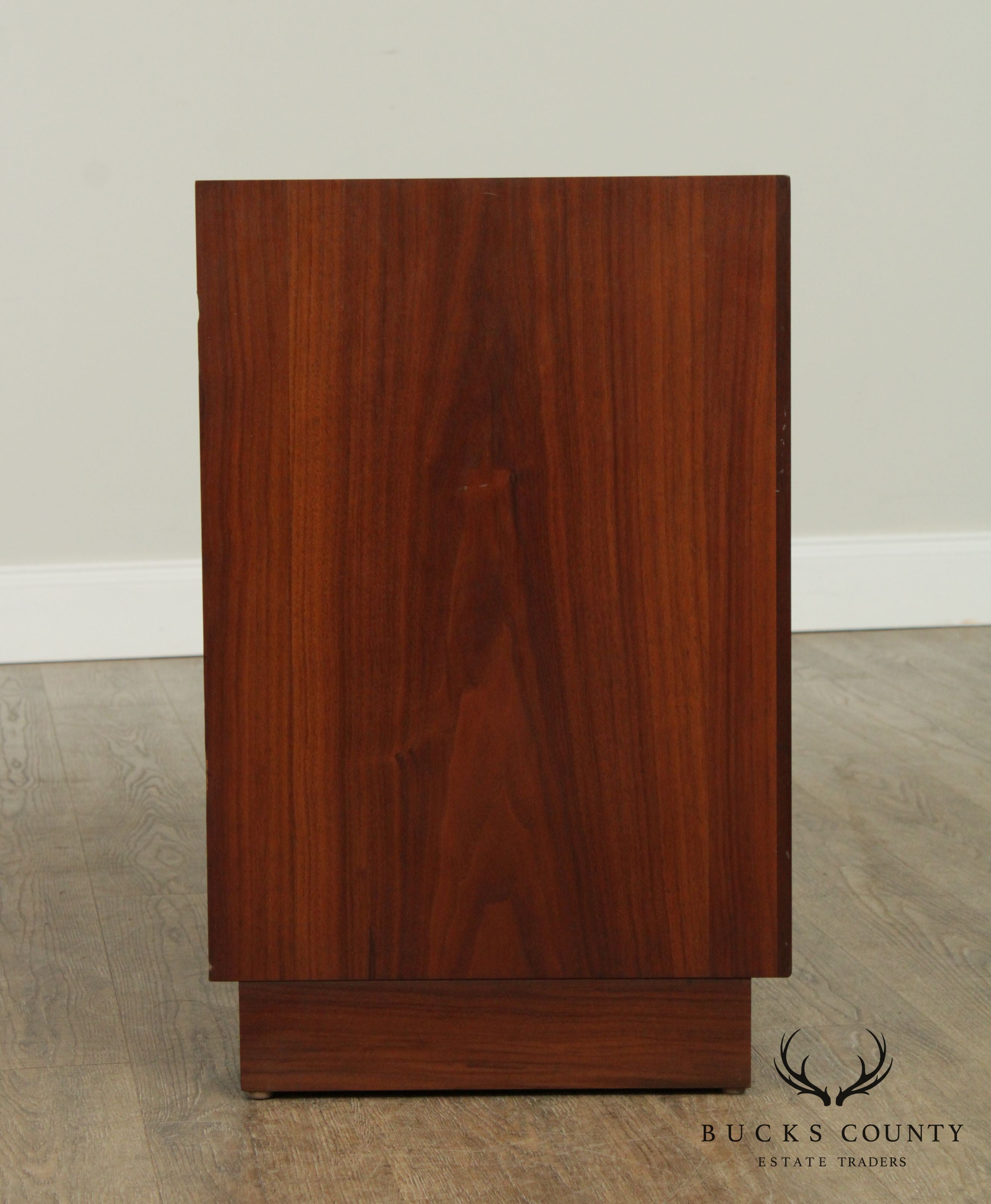 Arne Vodder for Vamo Danish Modern Pair Teak, Cane Door Nightstands