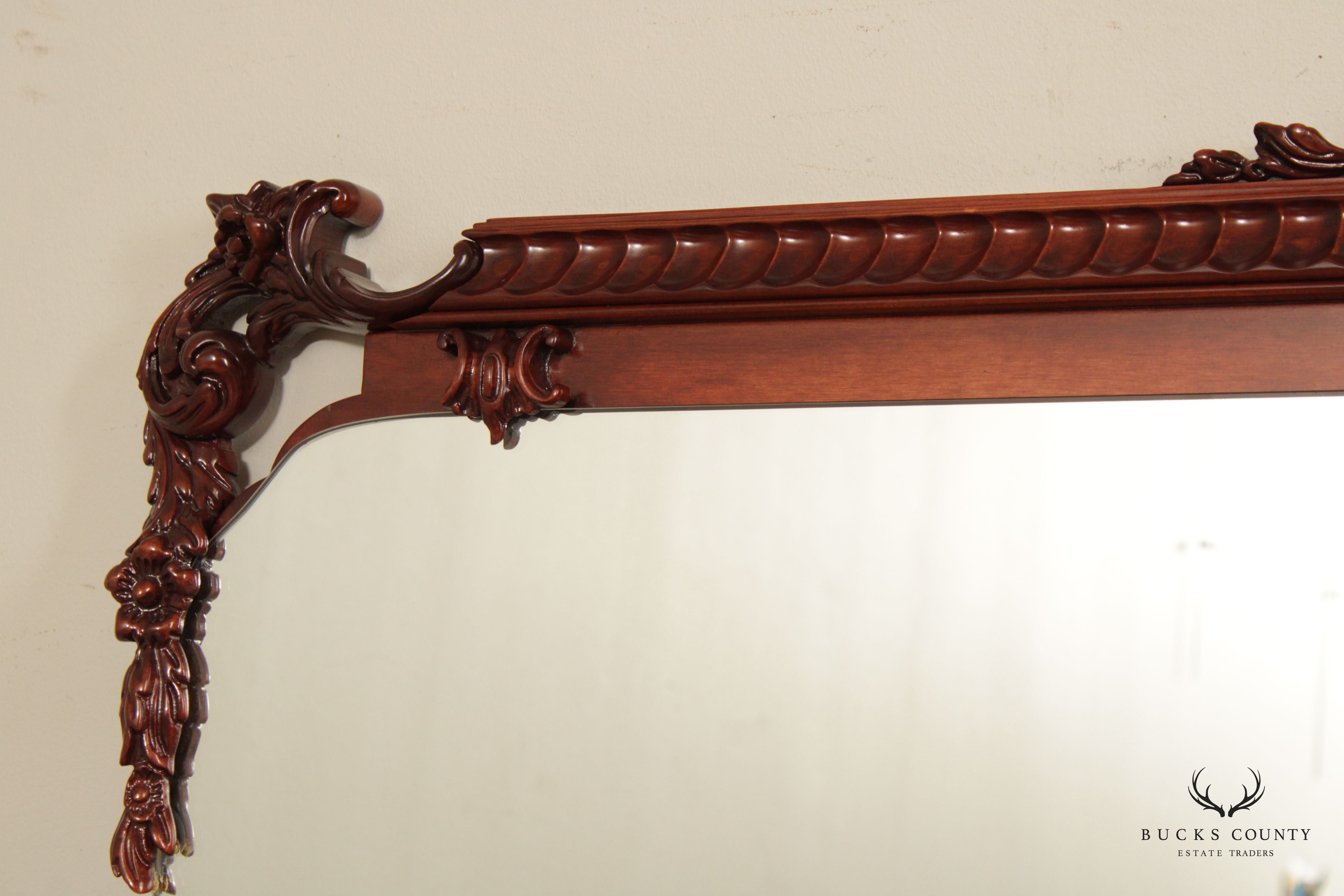 Chinese Chippendale Carved Solid Mahogany Wall Mirror