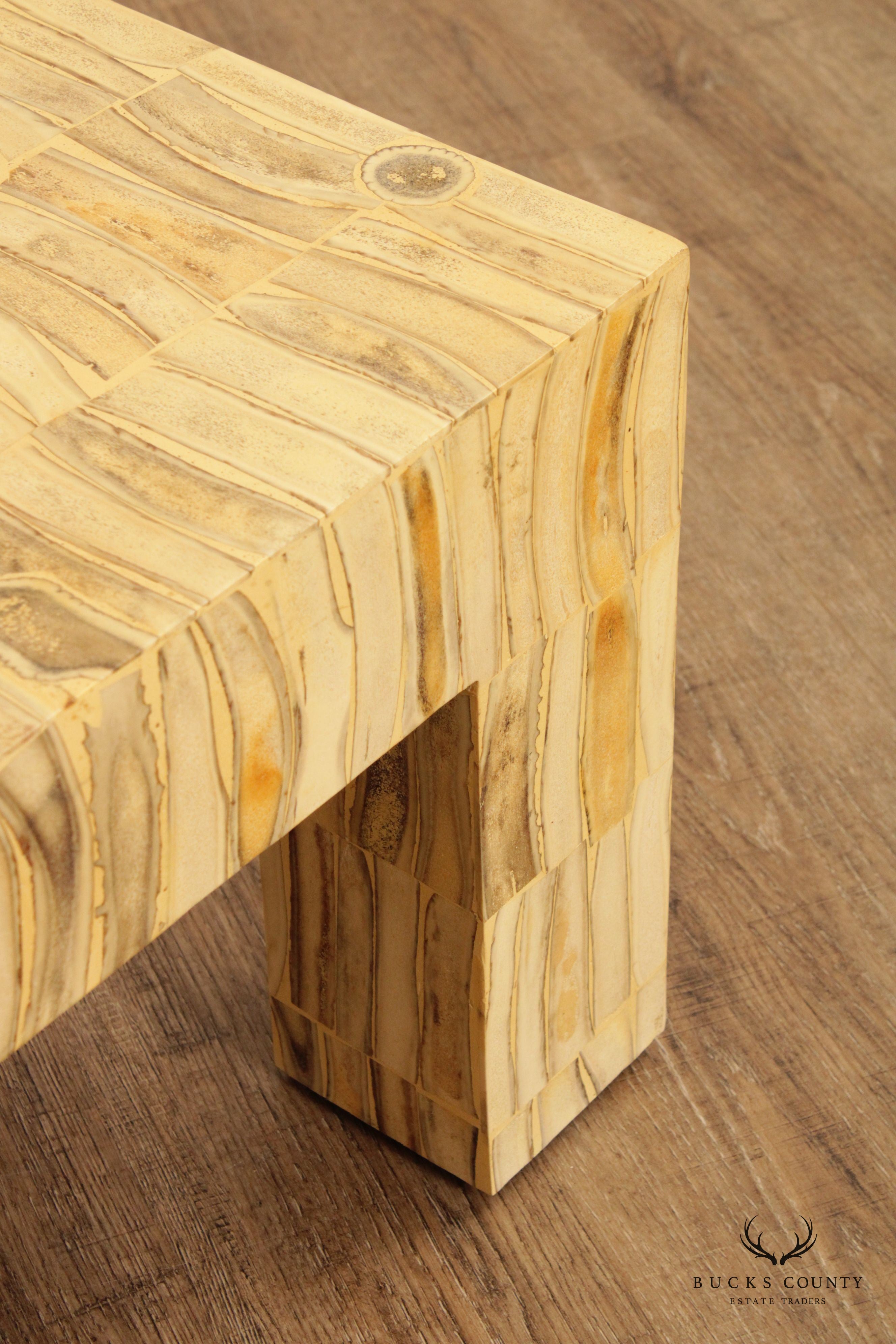Mid Century Modern Tessellated Wood Large Coffee Table