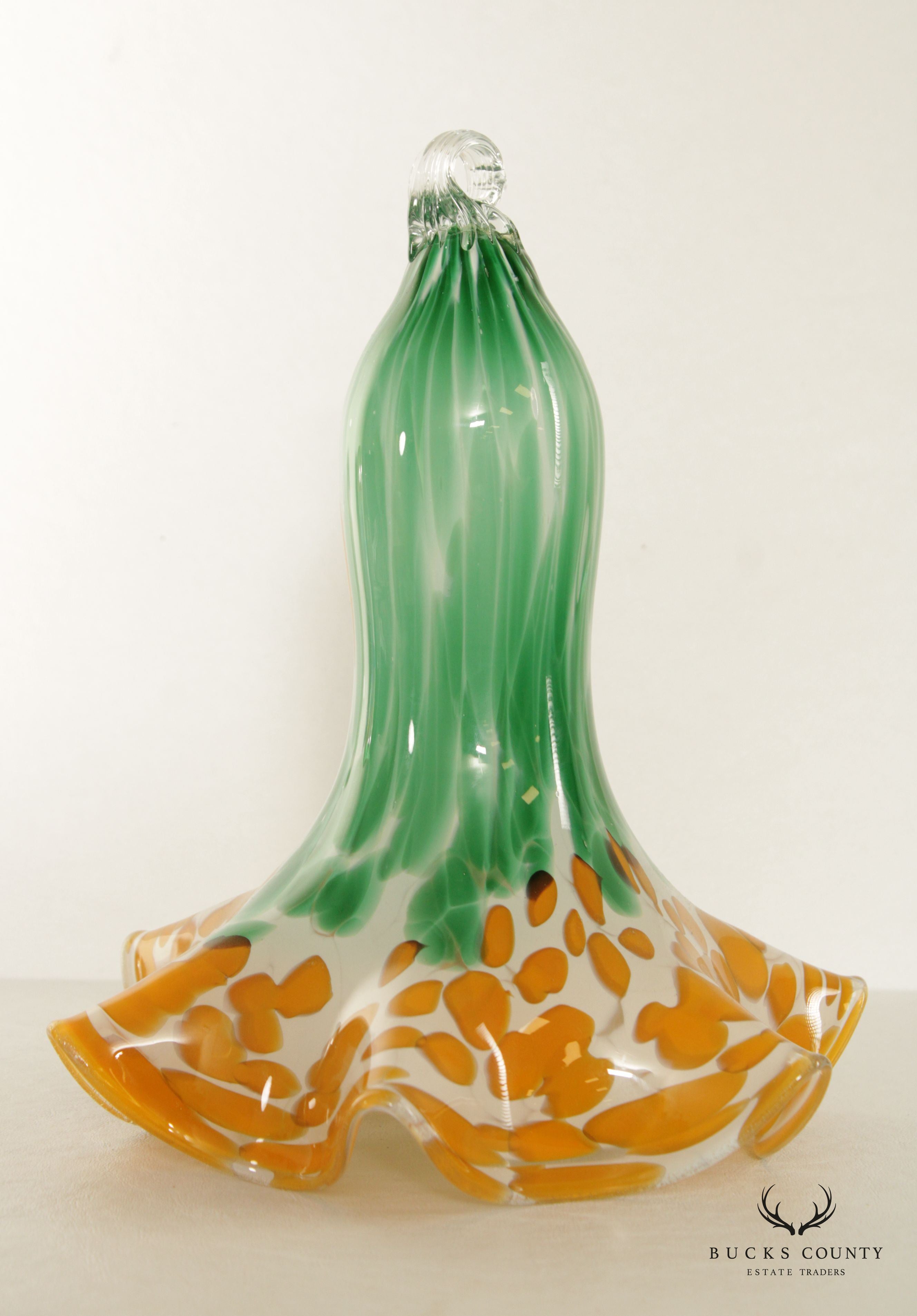 Murano Style Vintage Art Glass Lily Flower