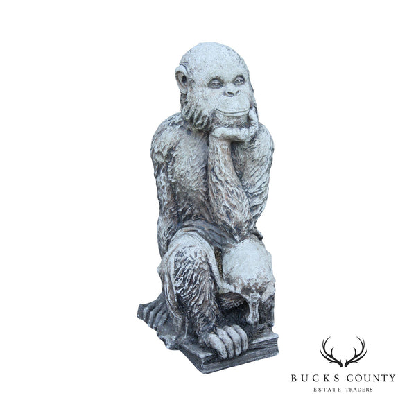 Thinking Monkey Cast Stone Outdoor Garden Statue