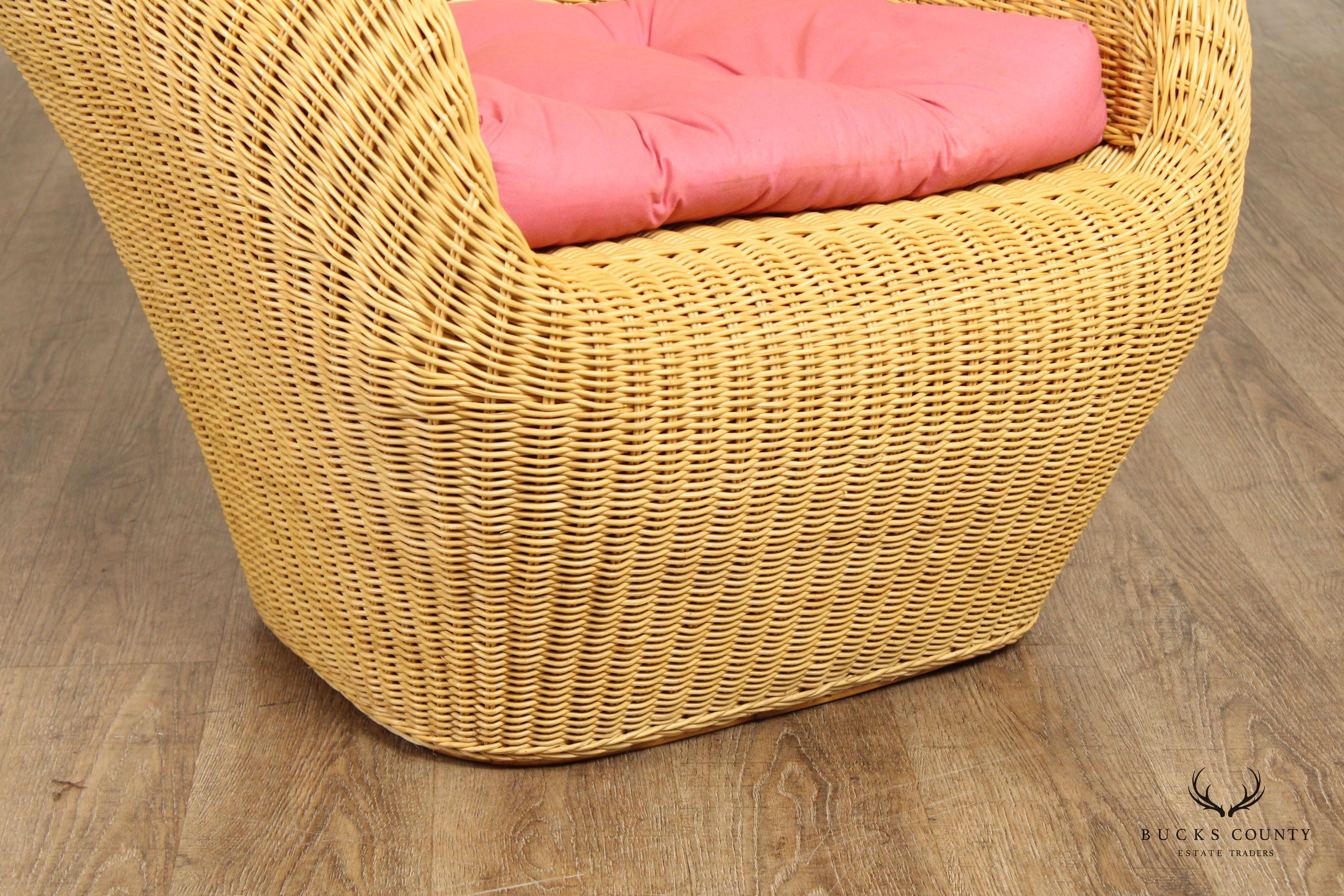 1970's Vintage Pair of Wicker Club Chairs