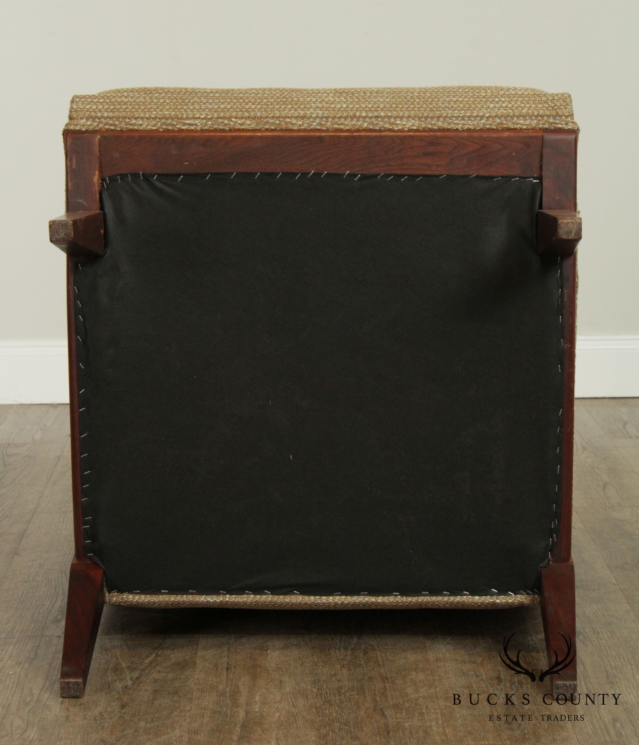 Mid Century New Hope School Walnut Upholstered Lounge Chair