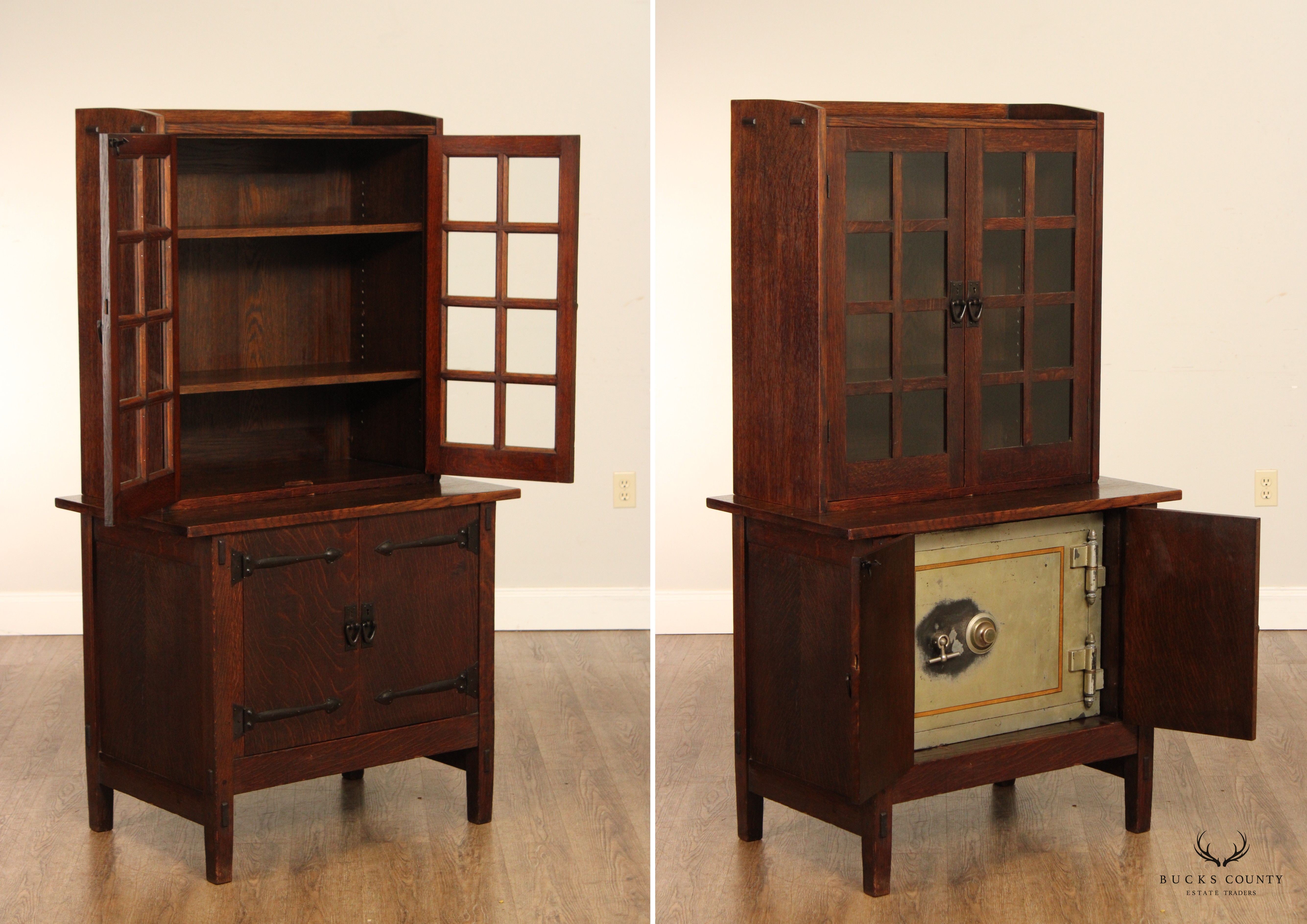 Antique Gustav Stickley Mission Oak Safe Cabinet