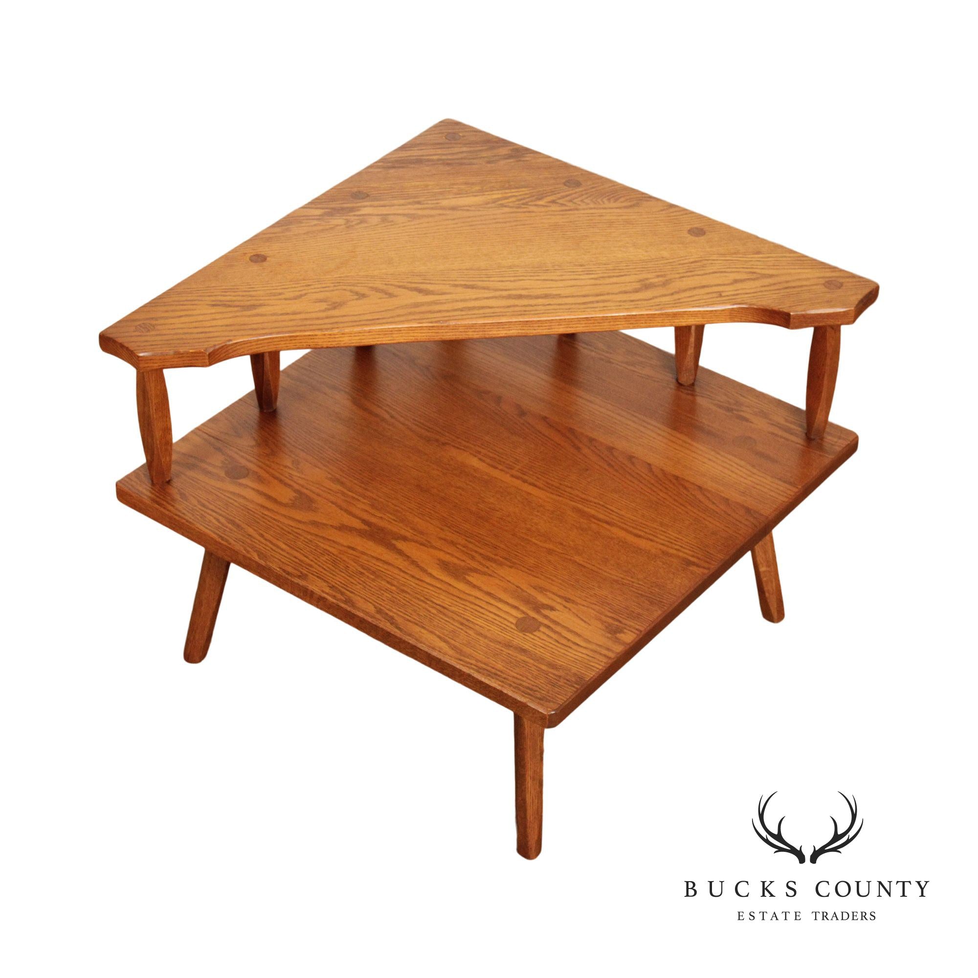 Hunt Country Furniture Two Tier Oak Corner Table