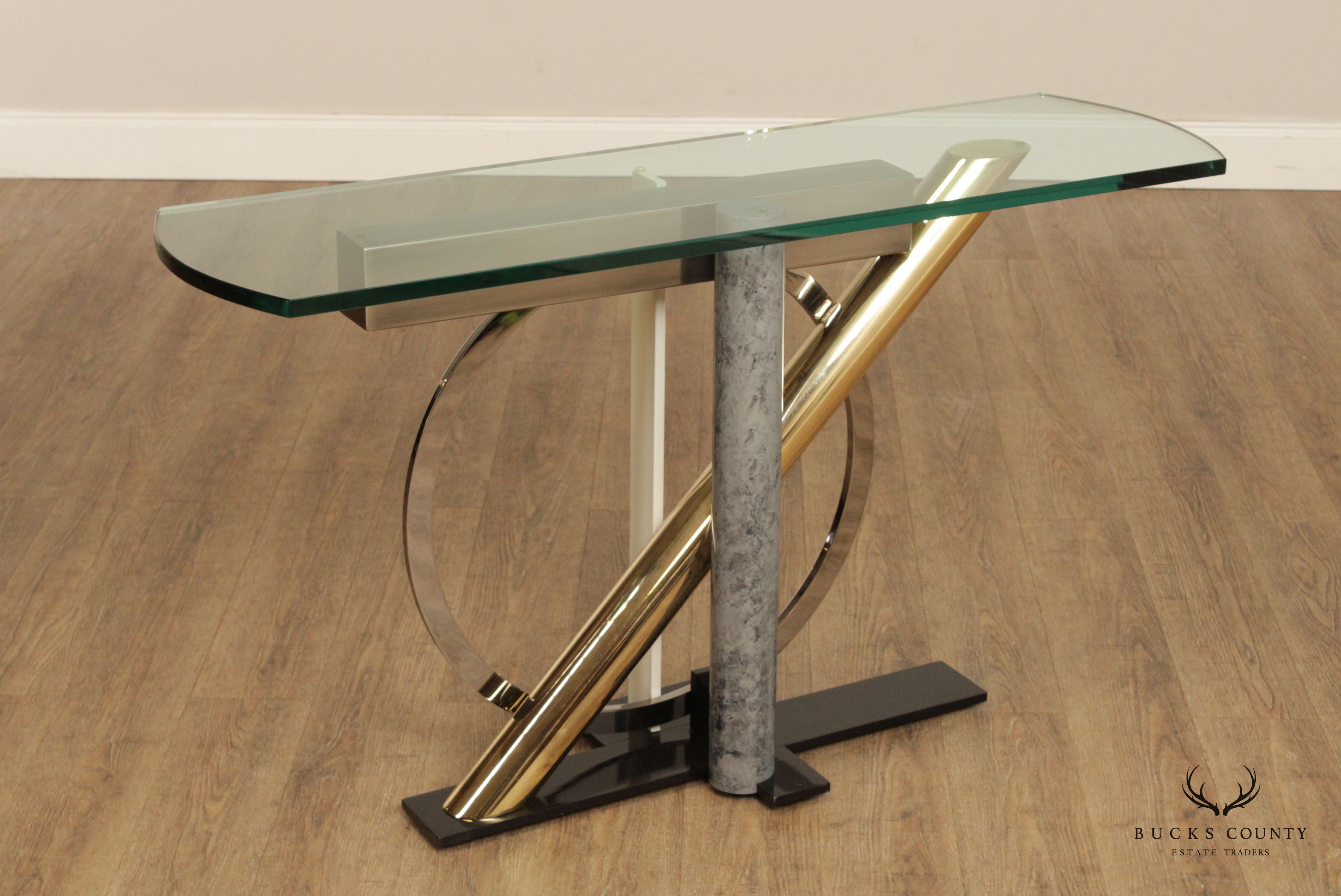 Kaizo Oto For Design Institute of America Post Modern Mixed Metal Console Table