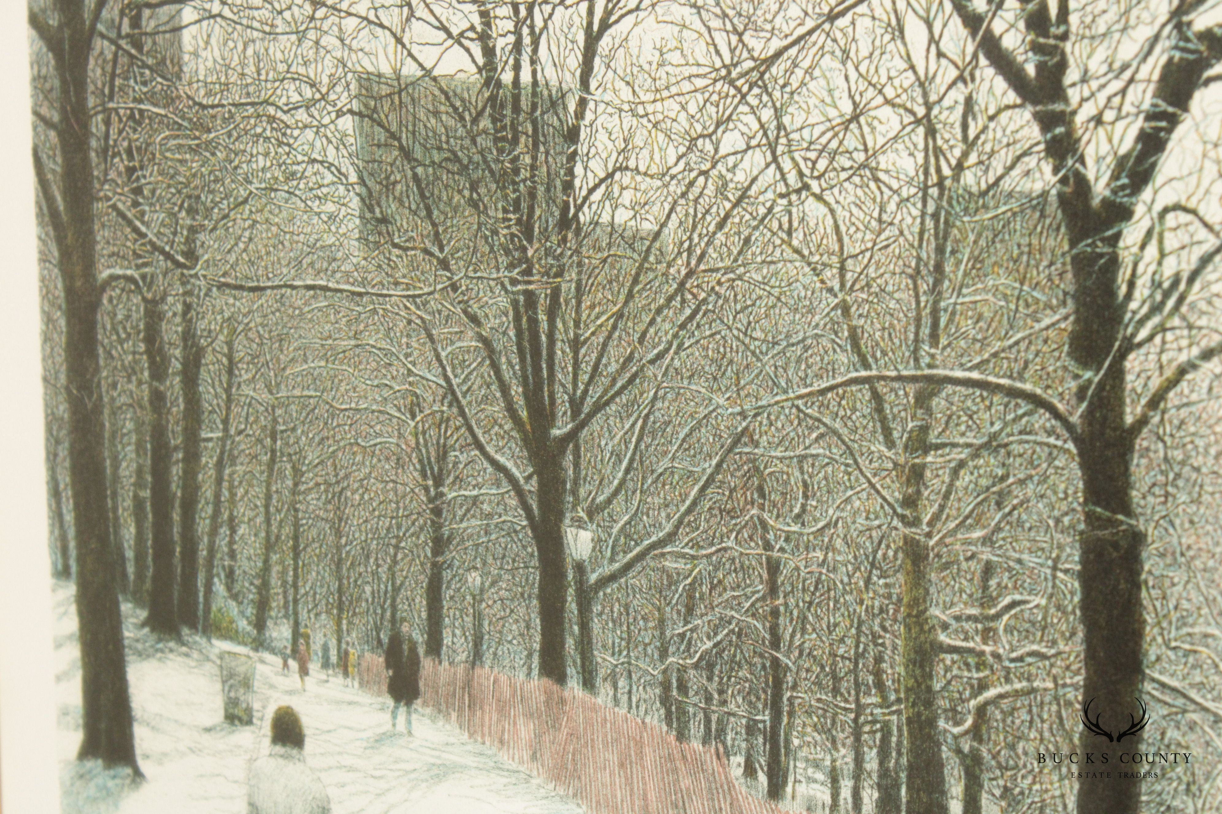 Harold Altman 'Winter Walk' Limited Edition Lithograph, Custom Framed