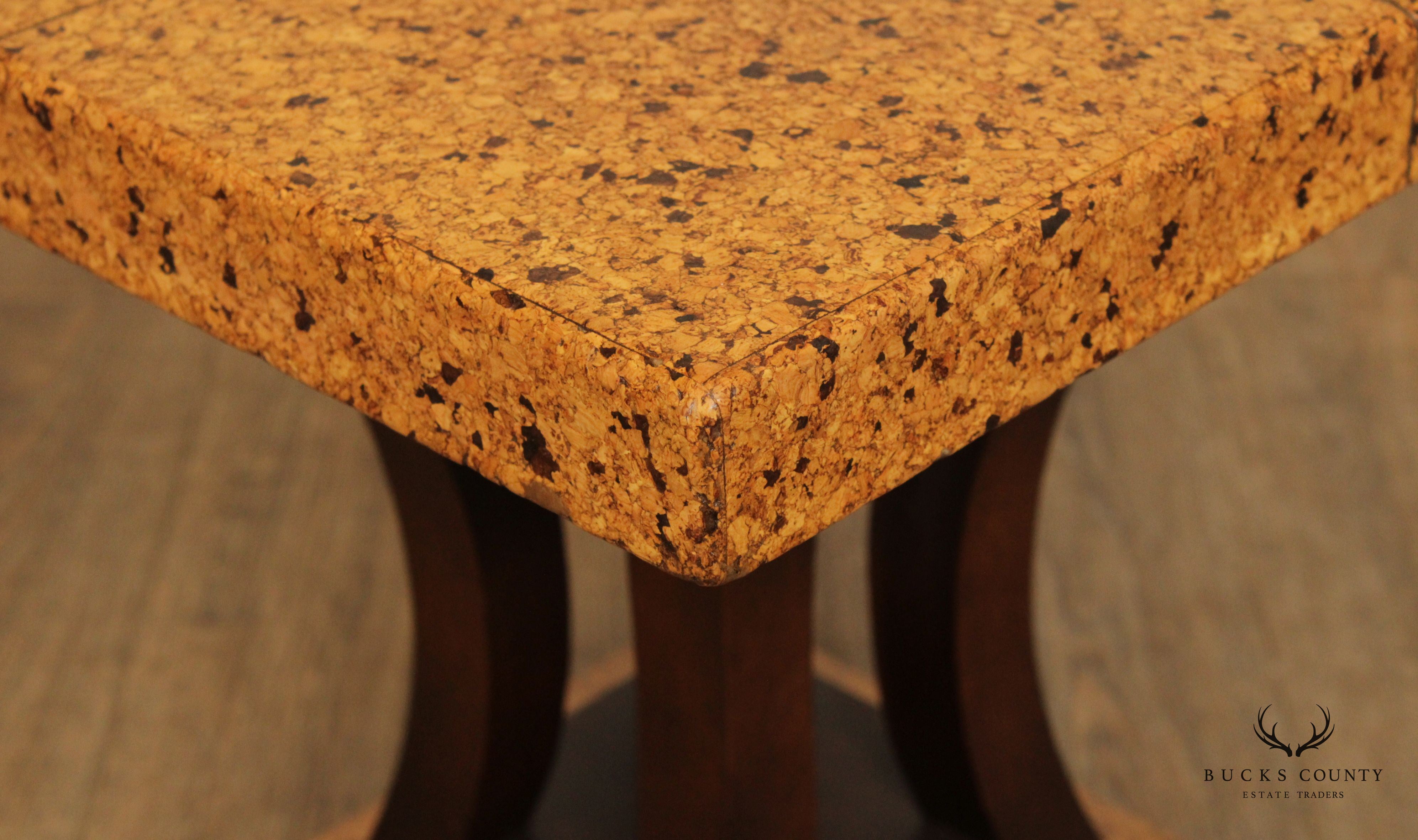Johnson-Handley-Johnson Co. Pair Mid Century Modern Cork & Wood Side Tables