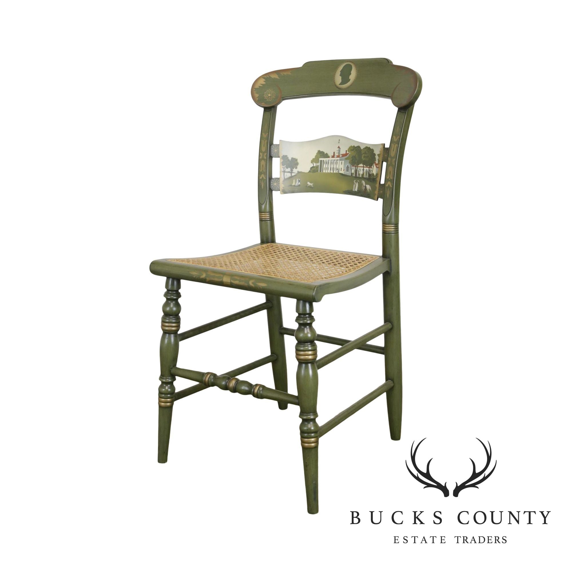 Hitchcock Green Painted George Washington Mount Vernon Cane Seat Side Chair (B)