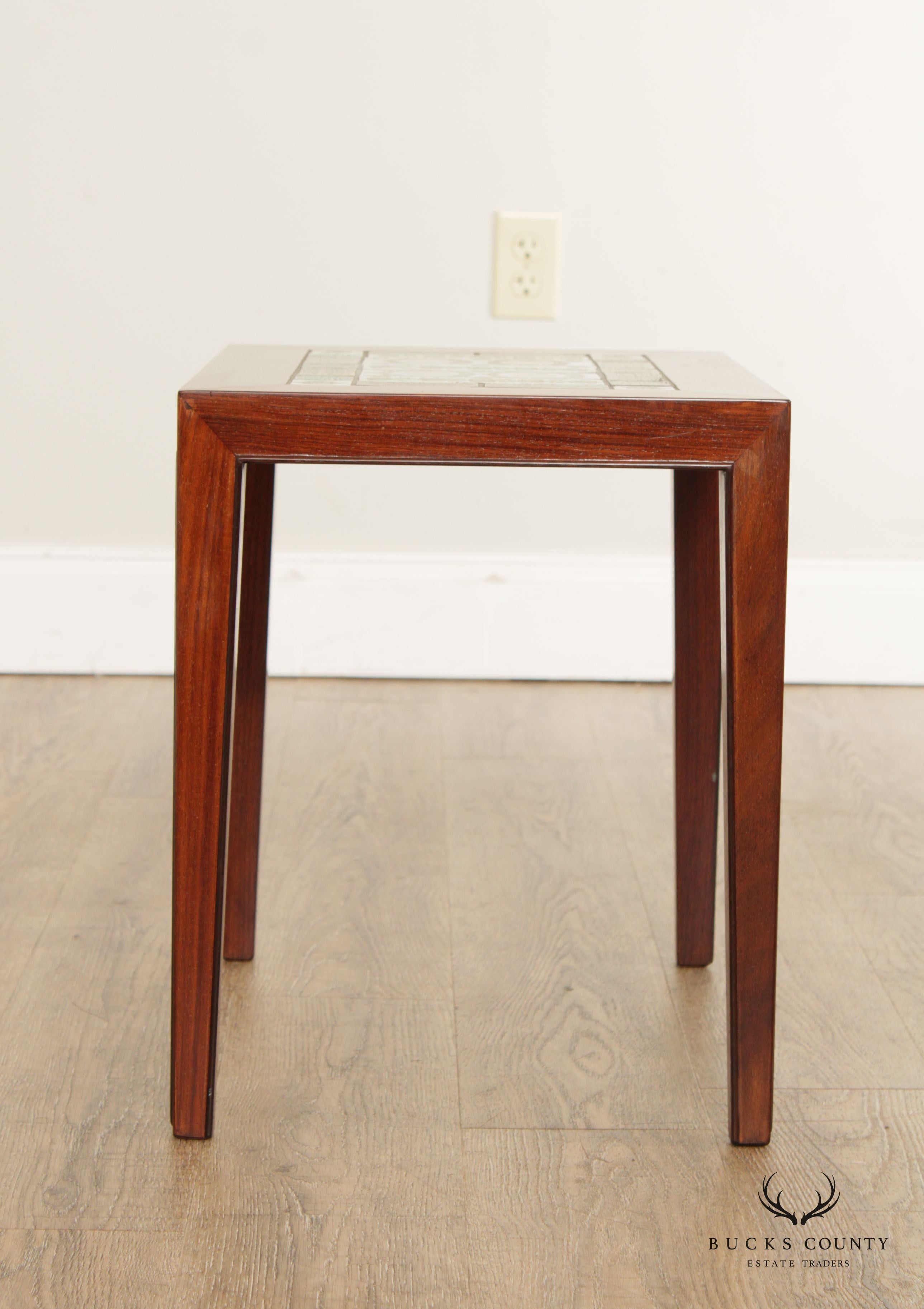 Danish Furniture Makers Control Modern Tile Top Rosewood Tile Top Table