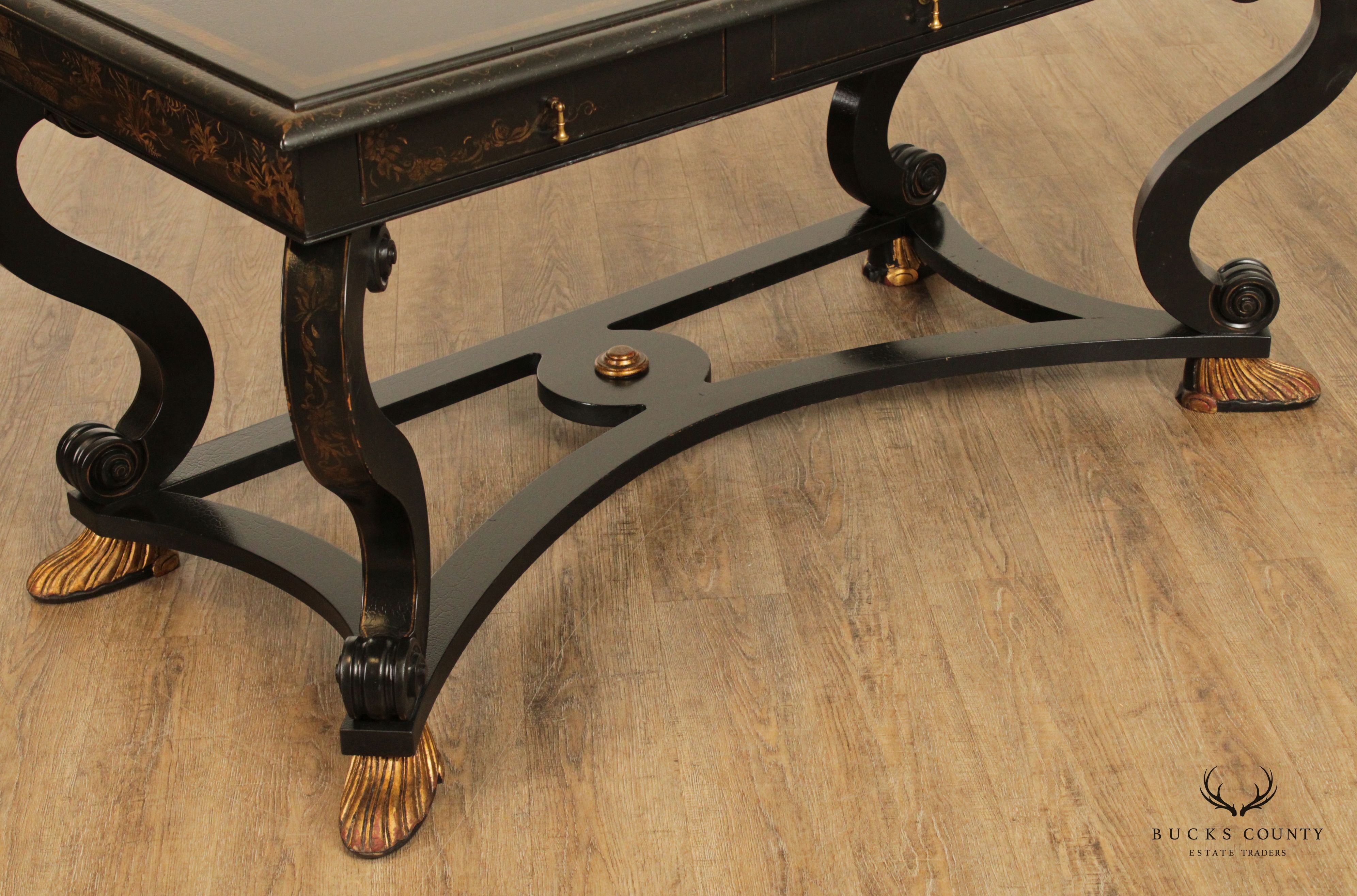 William Switzer Regency Style Chinoiserie Decorated Three Drawer Writing Desk