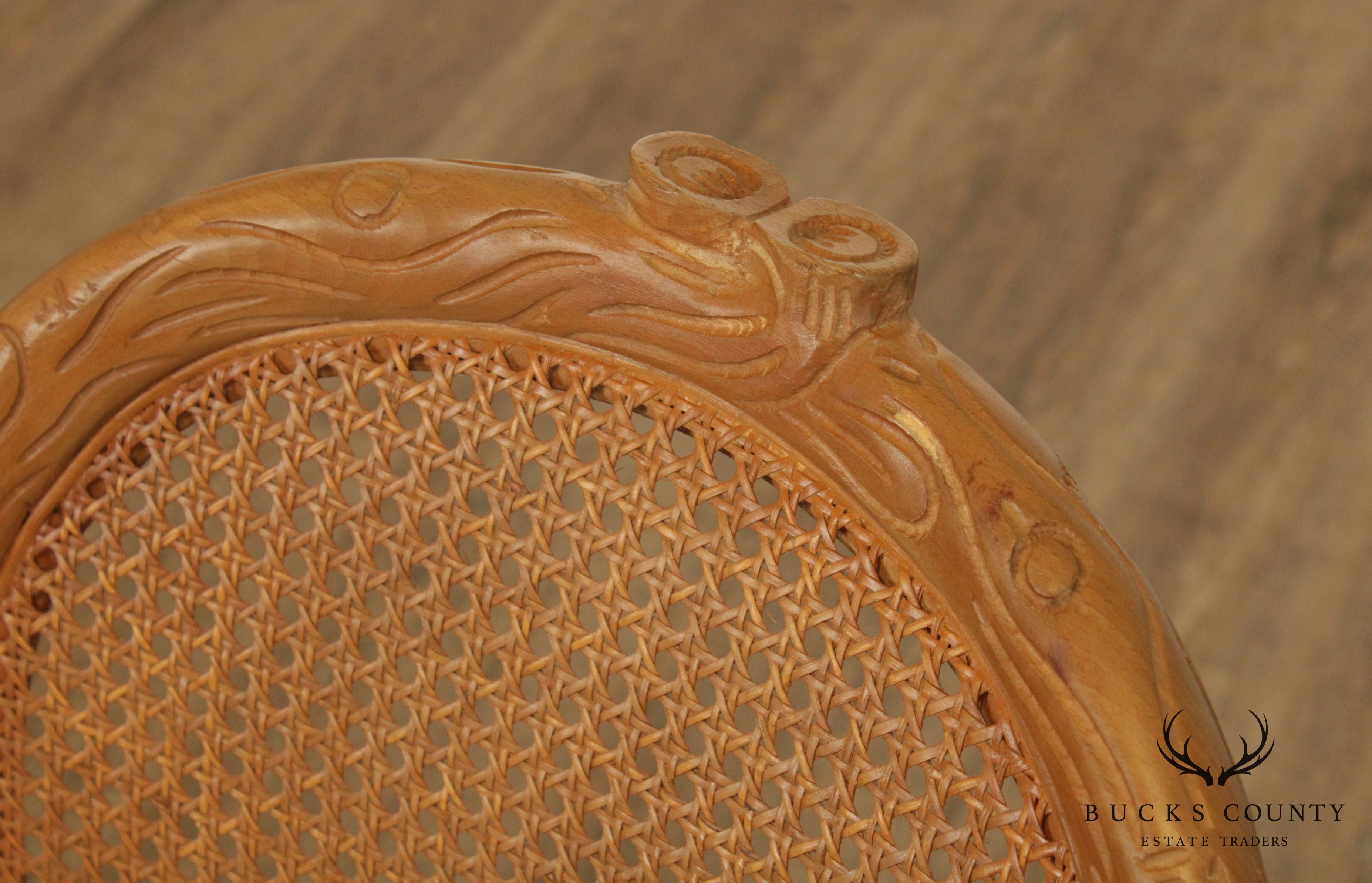 Louis XVI Style Faux Bois Pair Armchairs