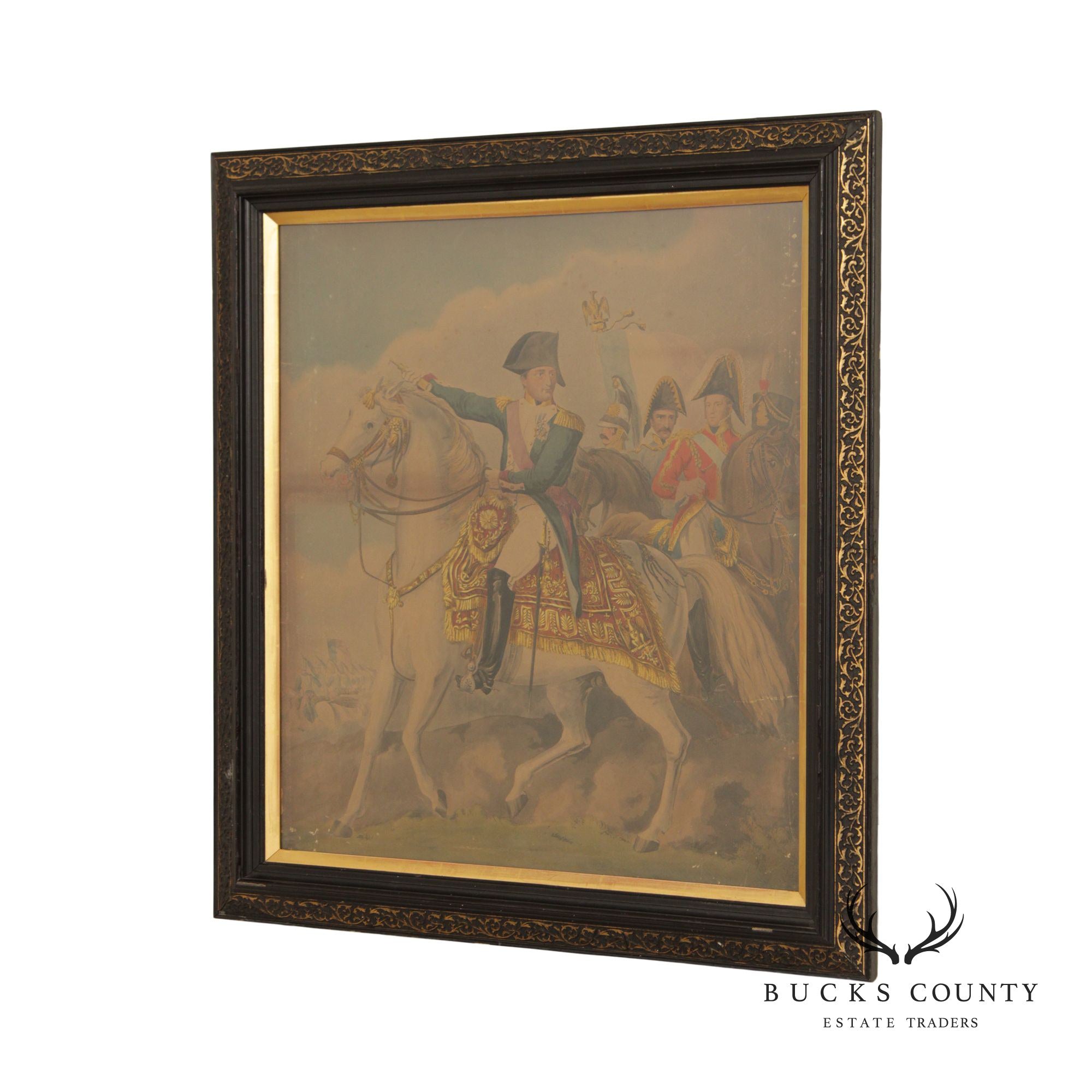 Equestrian Portrait of Napoleon Bonaparte Vintage Lithograph Print, After Charles François Gabriel Levachez