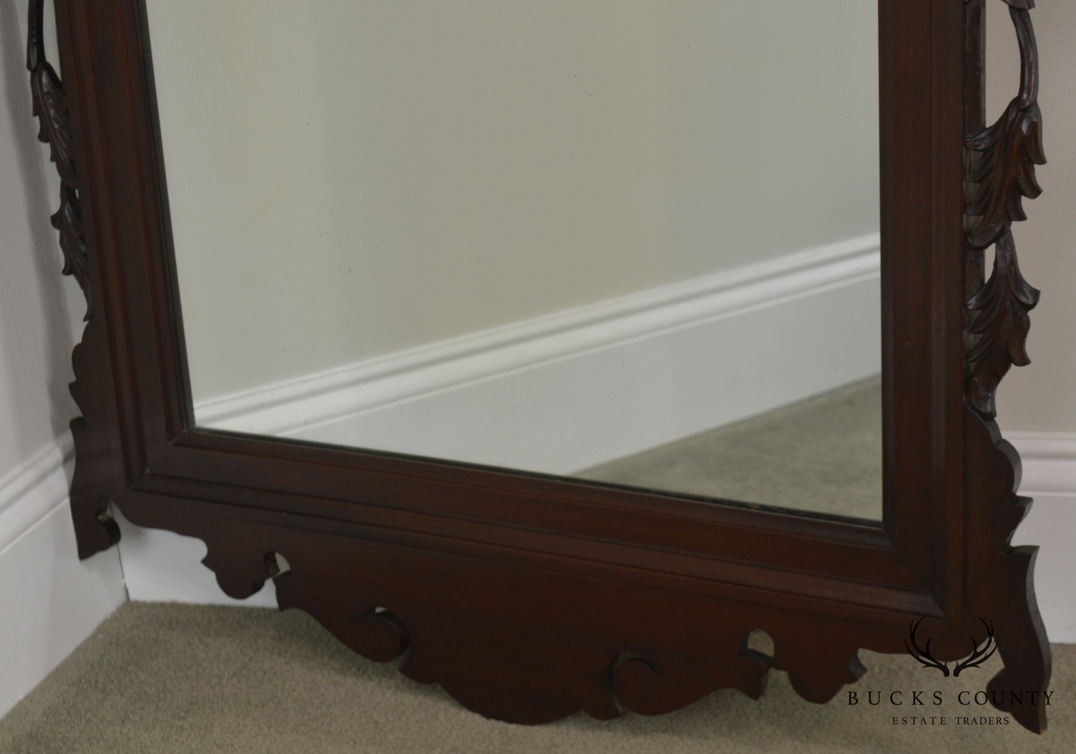 Chippendale Style Vintage Hand Carved Shell Top Mirror