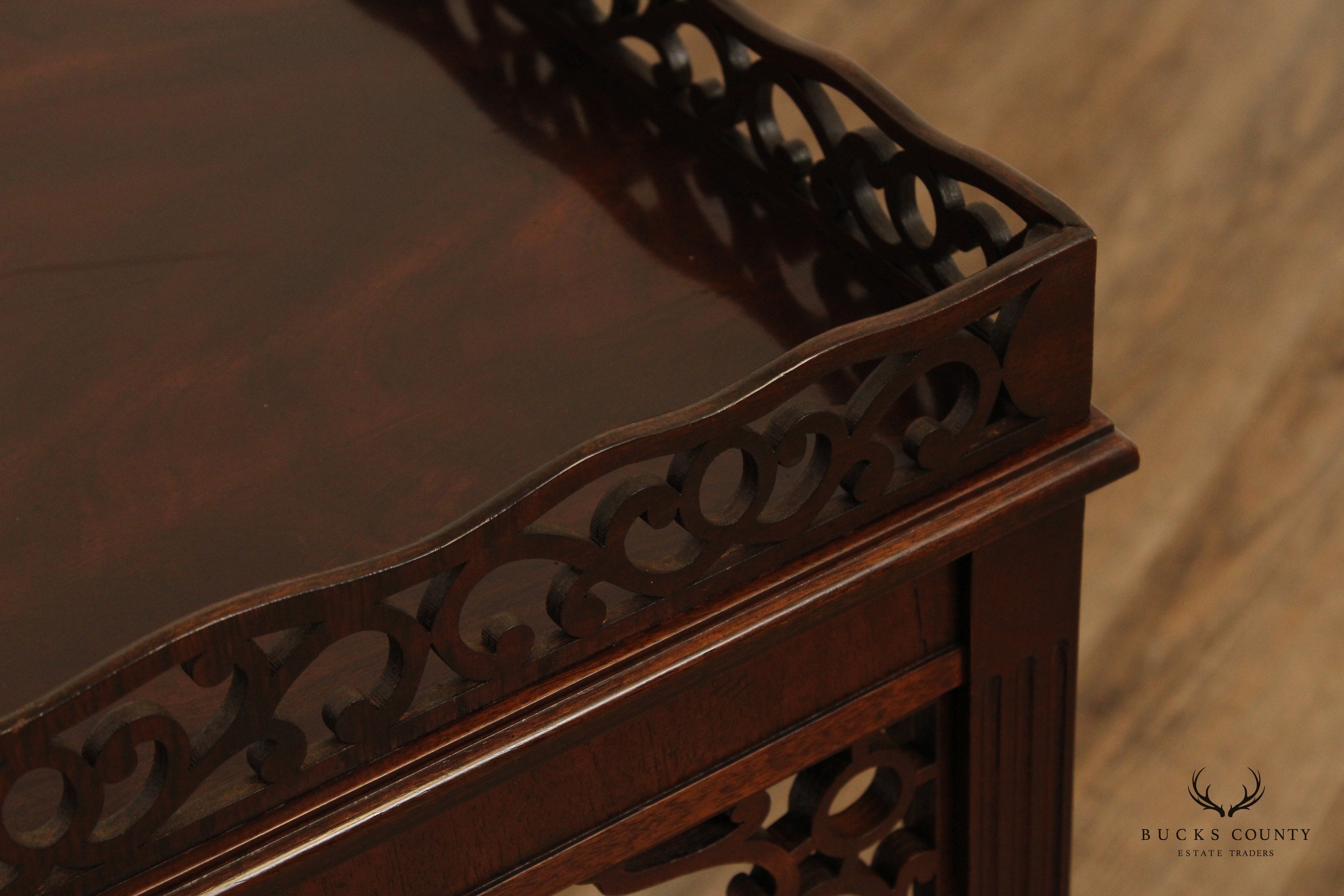 Chinese Chippendale Style Carved Mahogany Tea Table