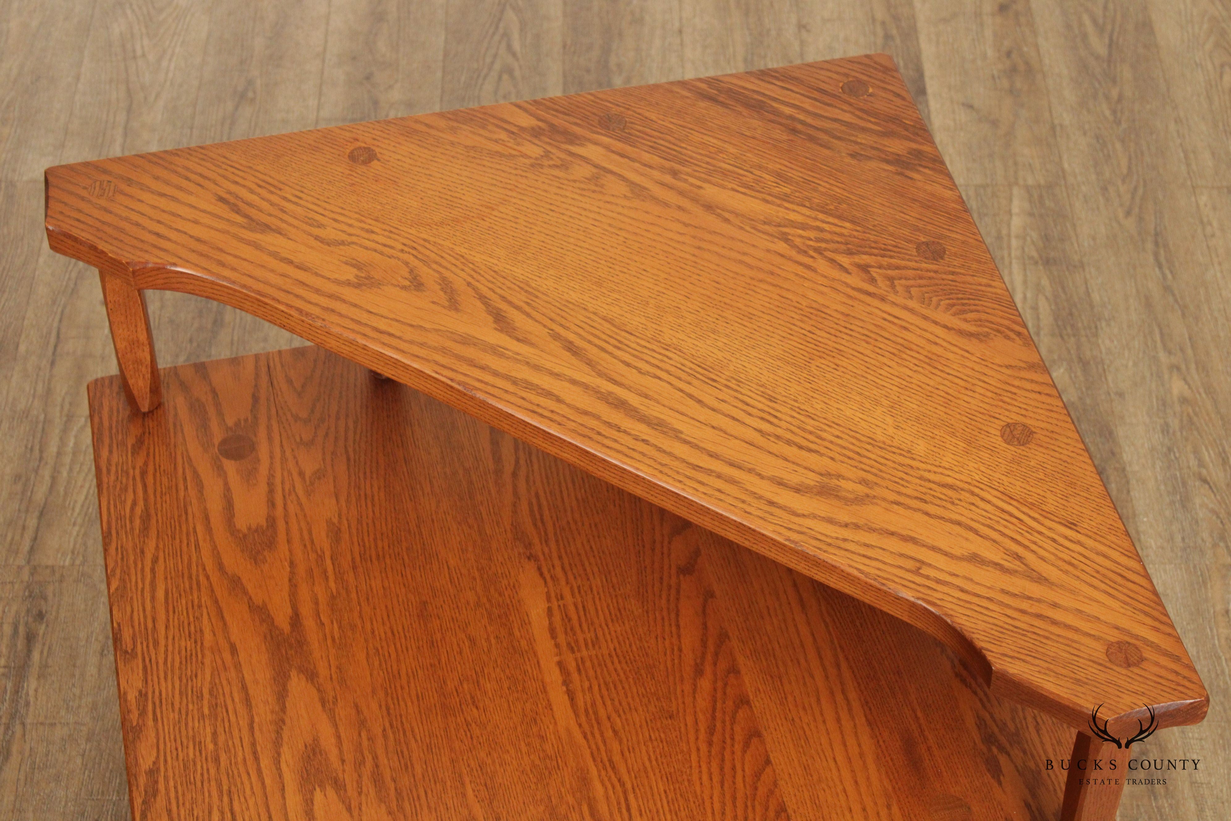 Hunt Country Furniture Two Tier Oak Corner Table
