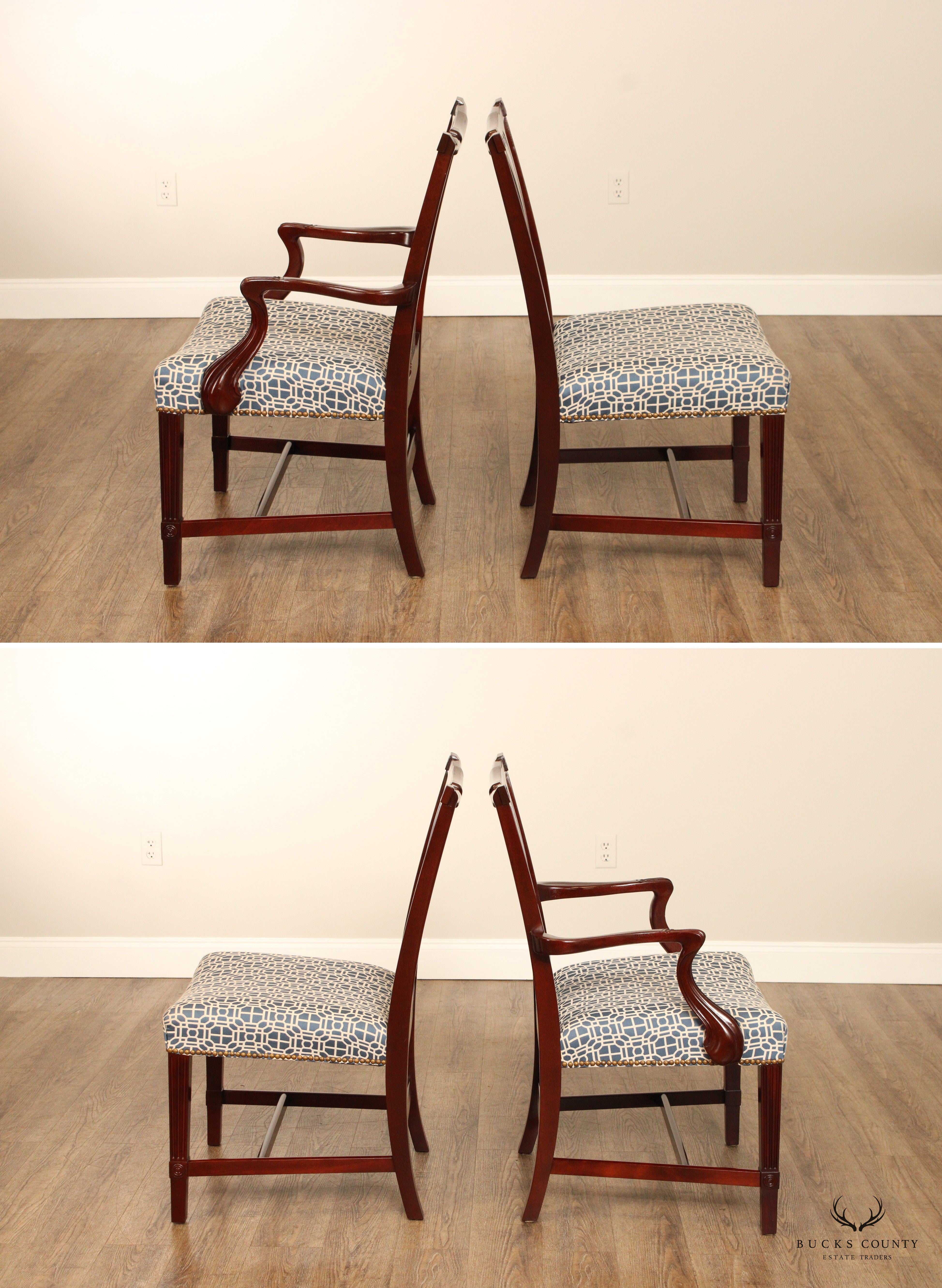 John Widdicomb Chippendale Style Set Six Mahogany Dining Chairs