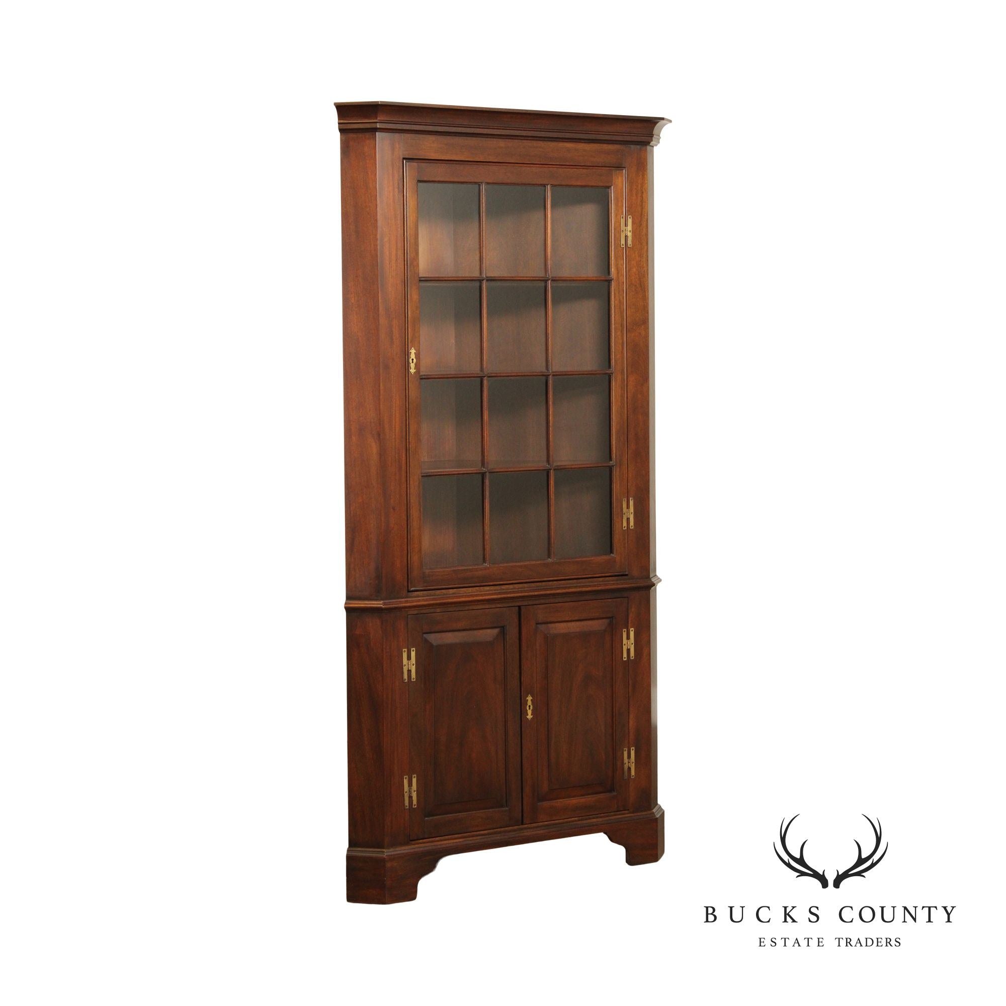 Henkel Harris Chippendale Style Mahogany Corner Cupboard