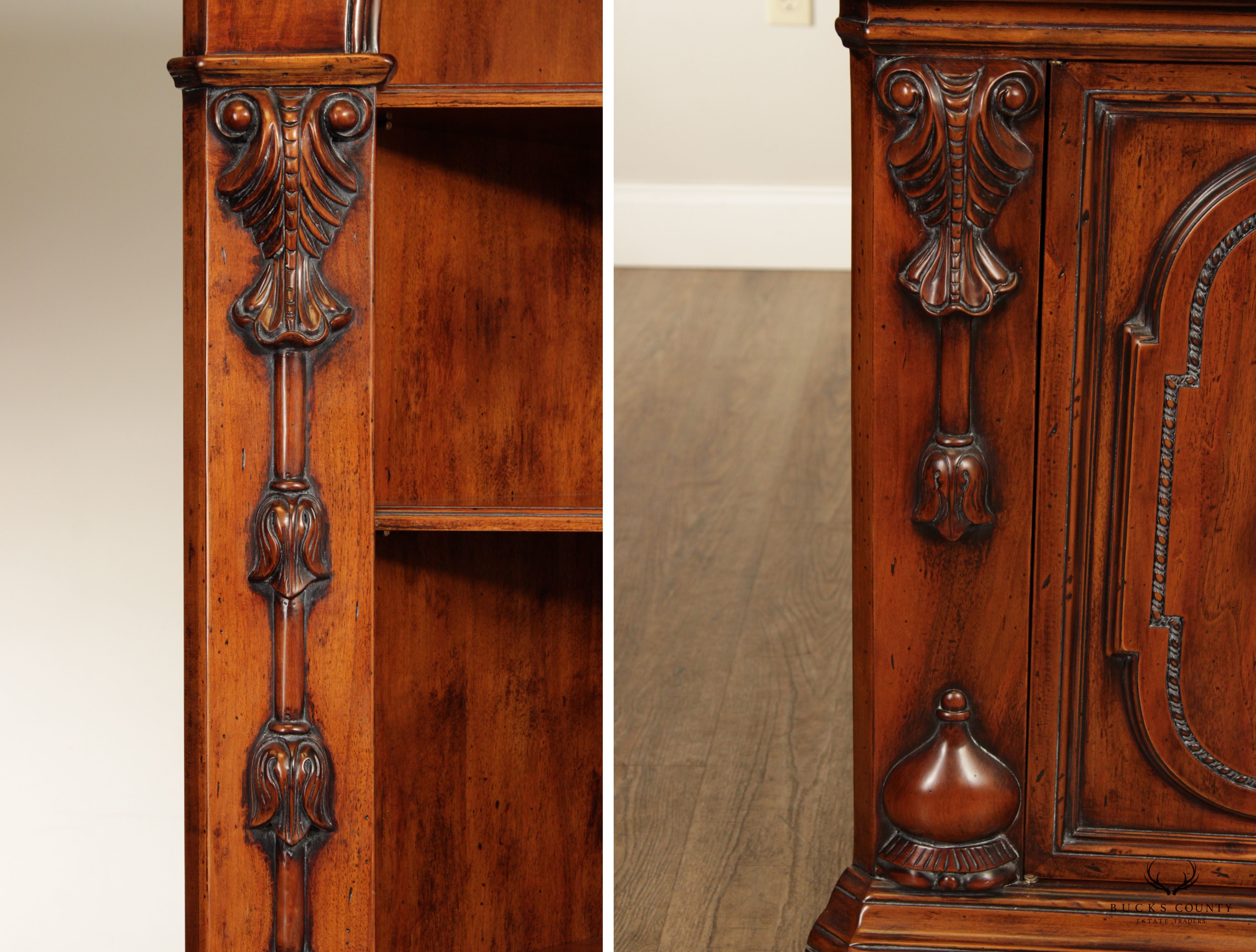 Francesco Molon Louis XVI Style Carved Walnut Corner Cabinet