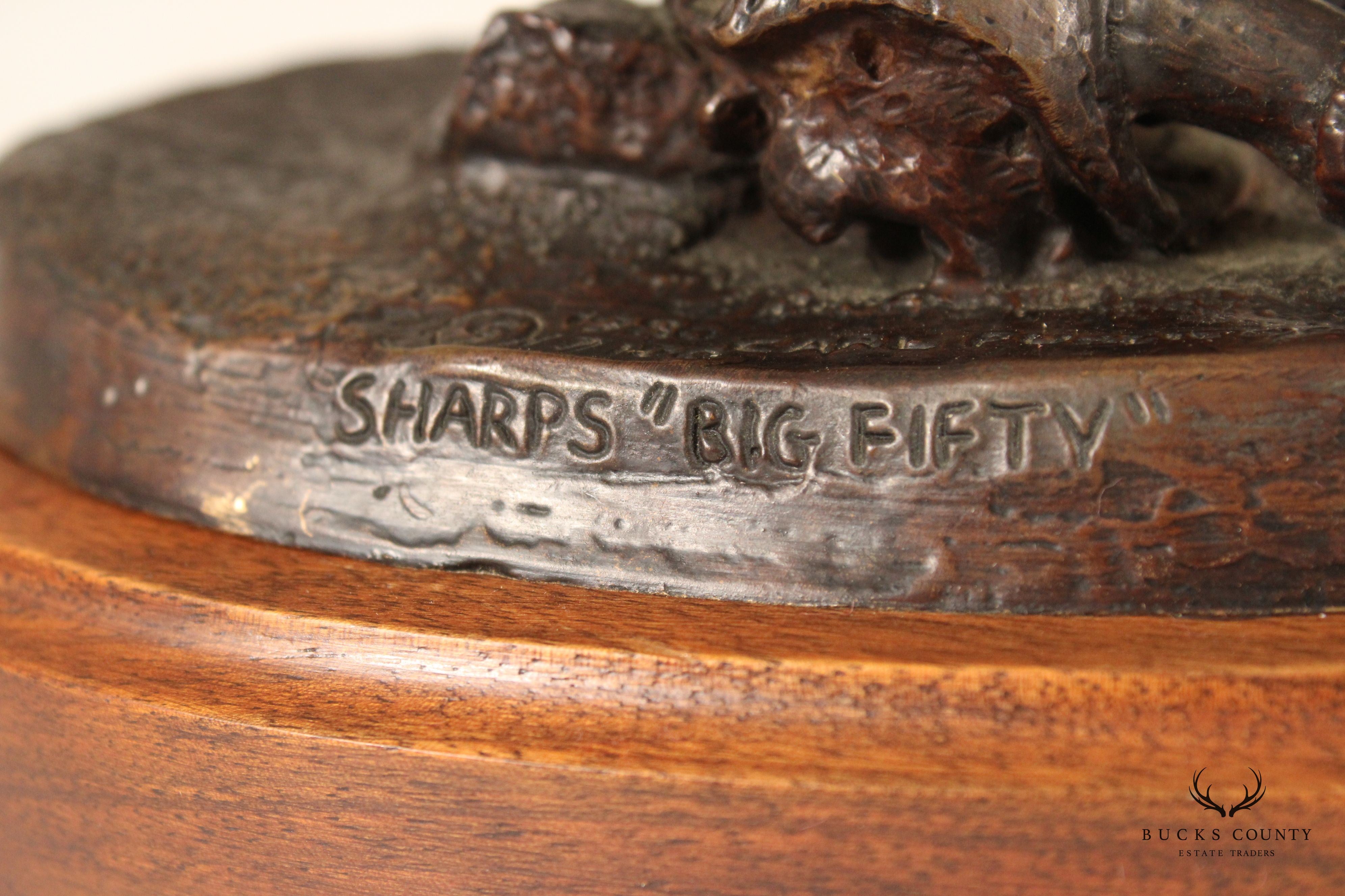 Carl Pugliese Western Style 'Sharps Big Fifty' Bronze Sculpture