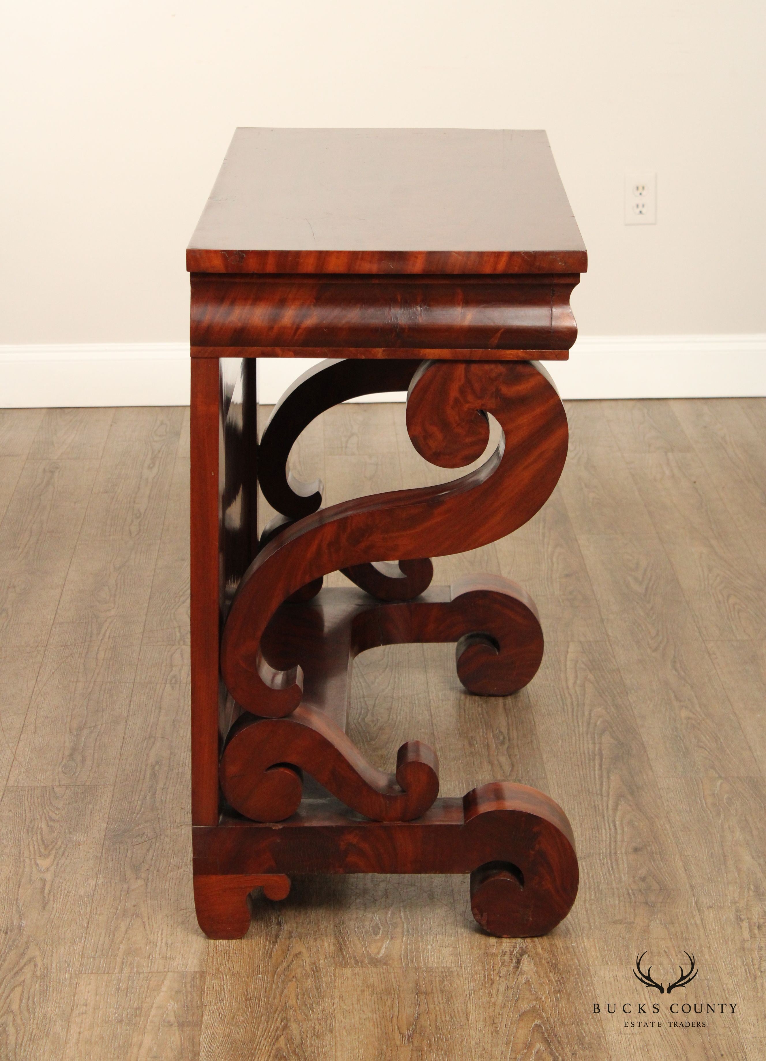 Antique American Empire Mahogany Console Table