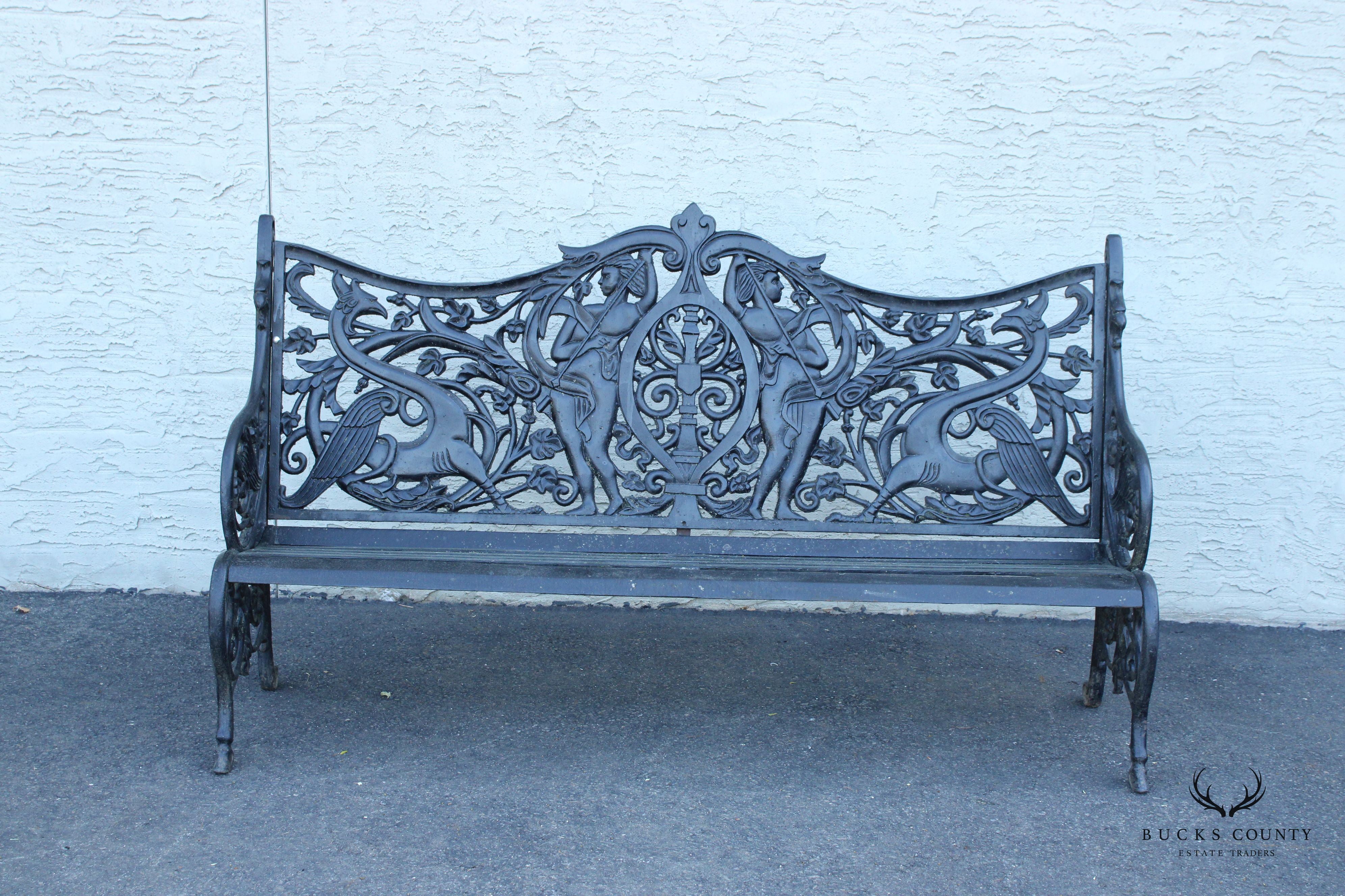 Coalbrookdale Style Cast Iron Outdoor Garden Bench