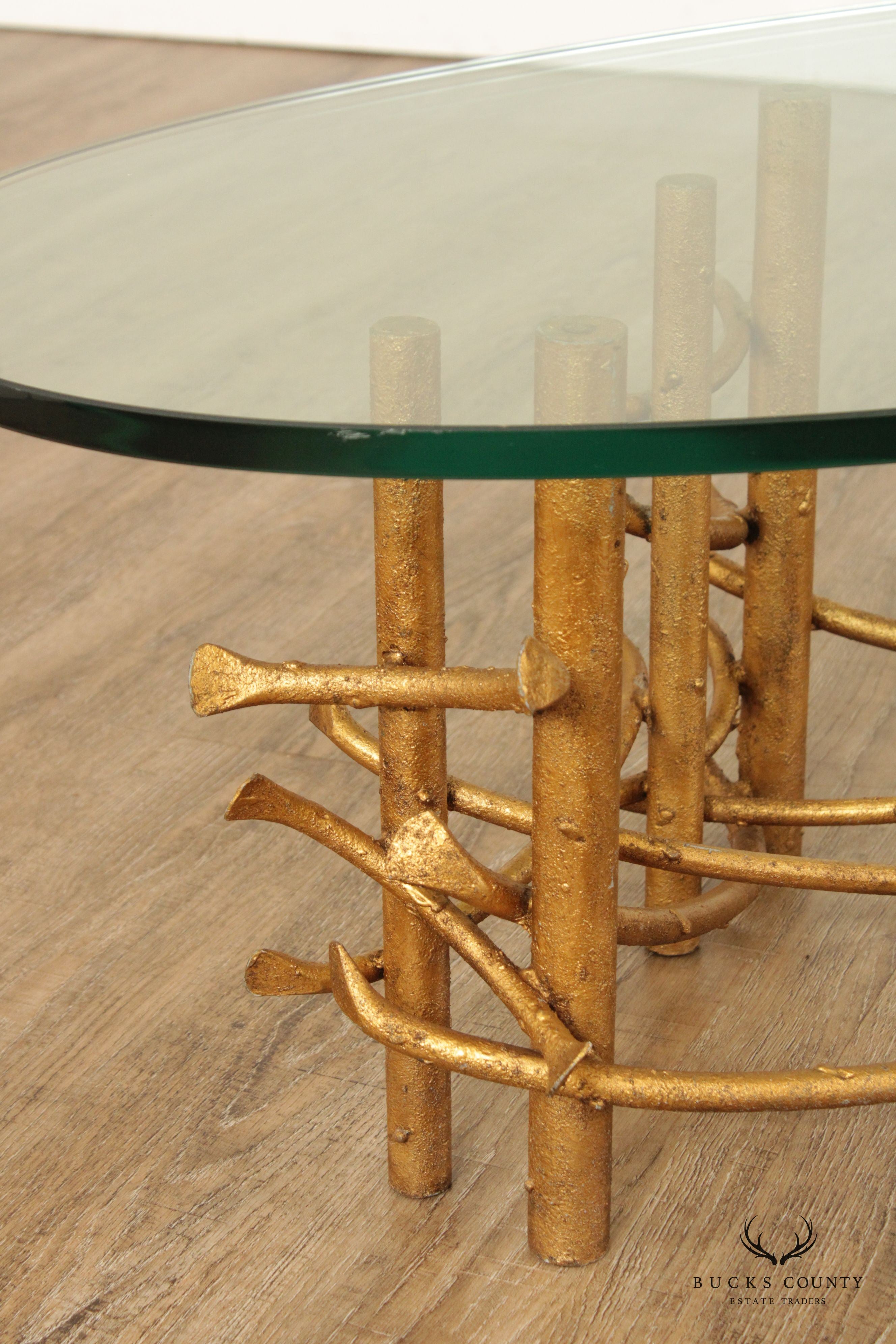 Mid Century Silas Seandel Brutalist Lotus Oval Coffee Table