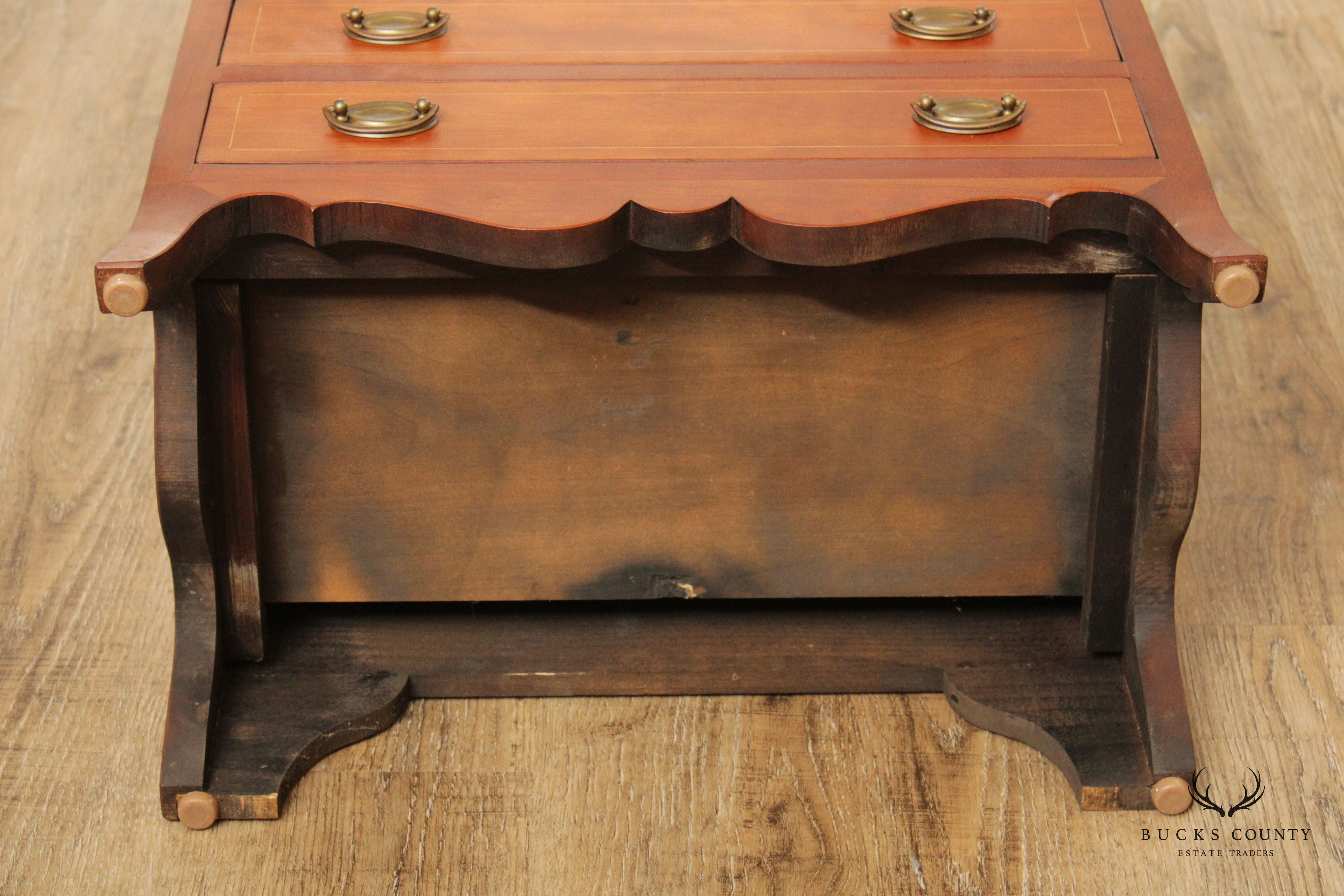 Custom Quality Hepplewhite Style Cherry Inlaid Diminutive Chest of Drawers