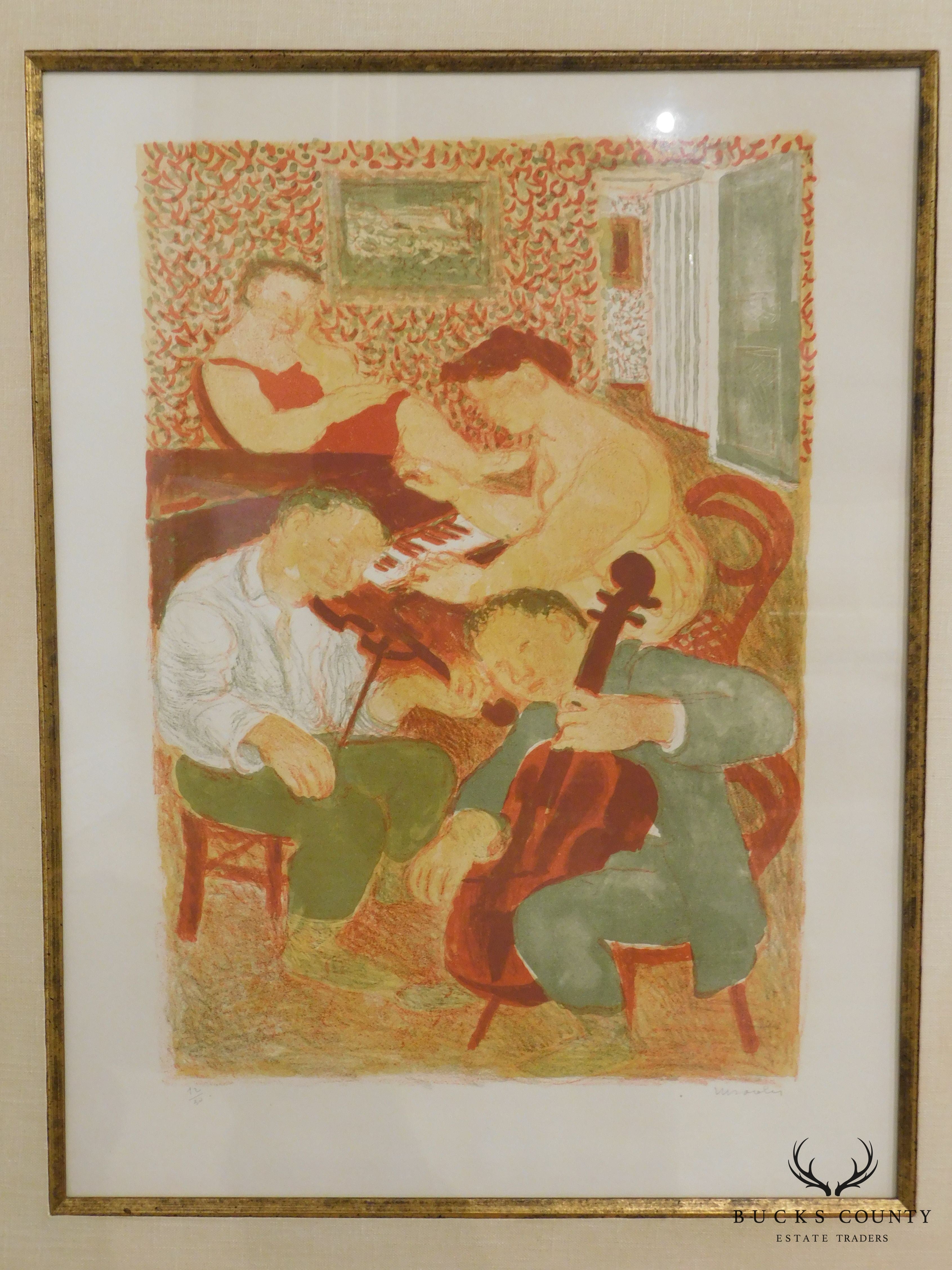 Musicians Trio Original Lithograph Print