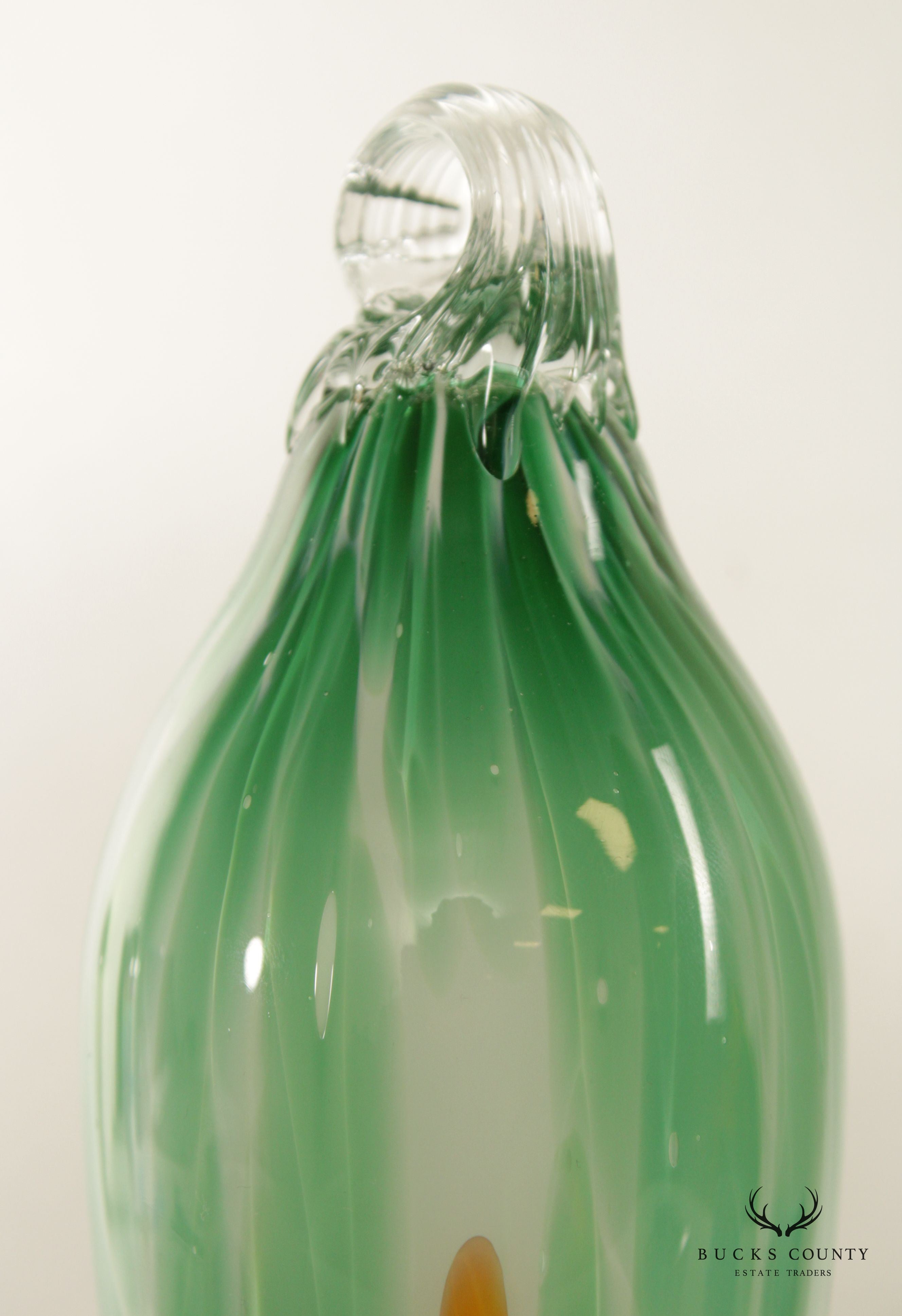 Murano Style Vintage Art Glass Lily Flower