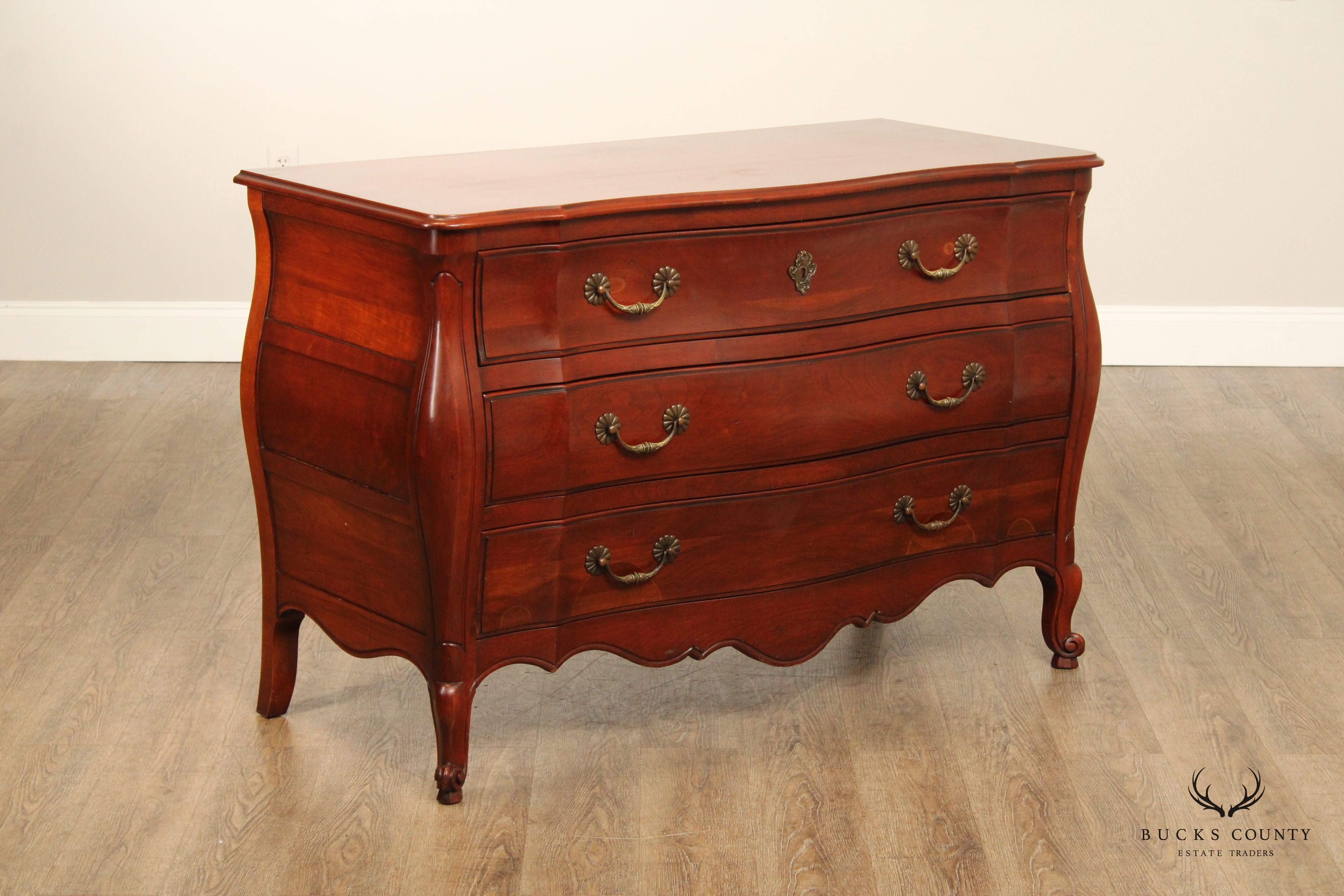 Widdicomb Vintage French Louis XV Style Cherry Bombe Chest Of Drawers