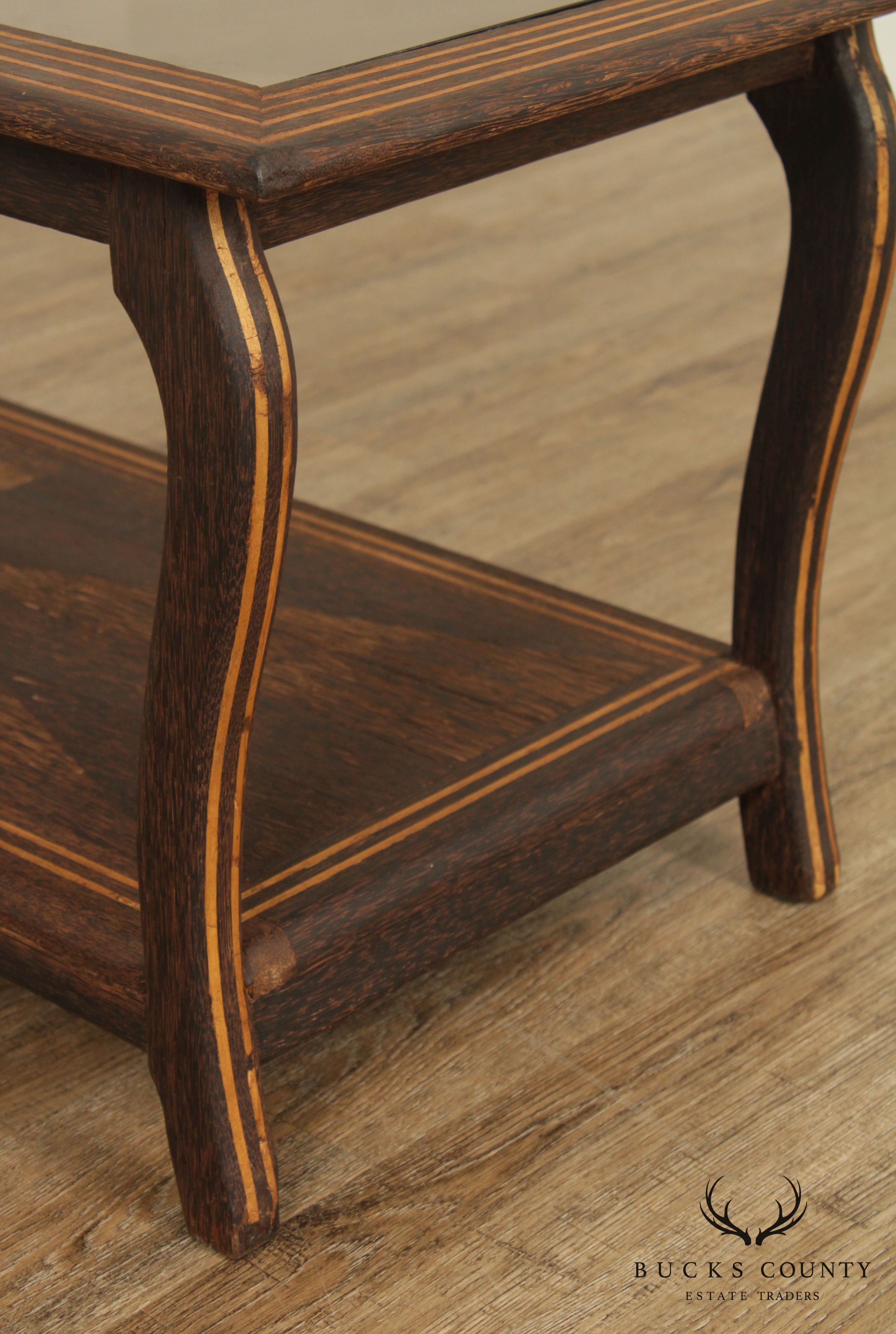 Mid Century Art Deco Style  Mirror Top inlaid Coffee Table