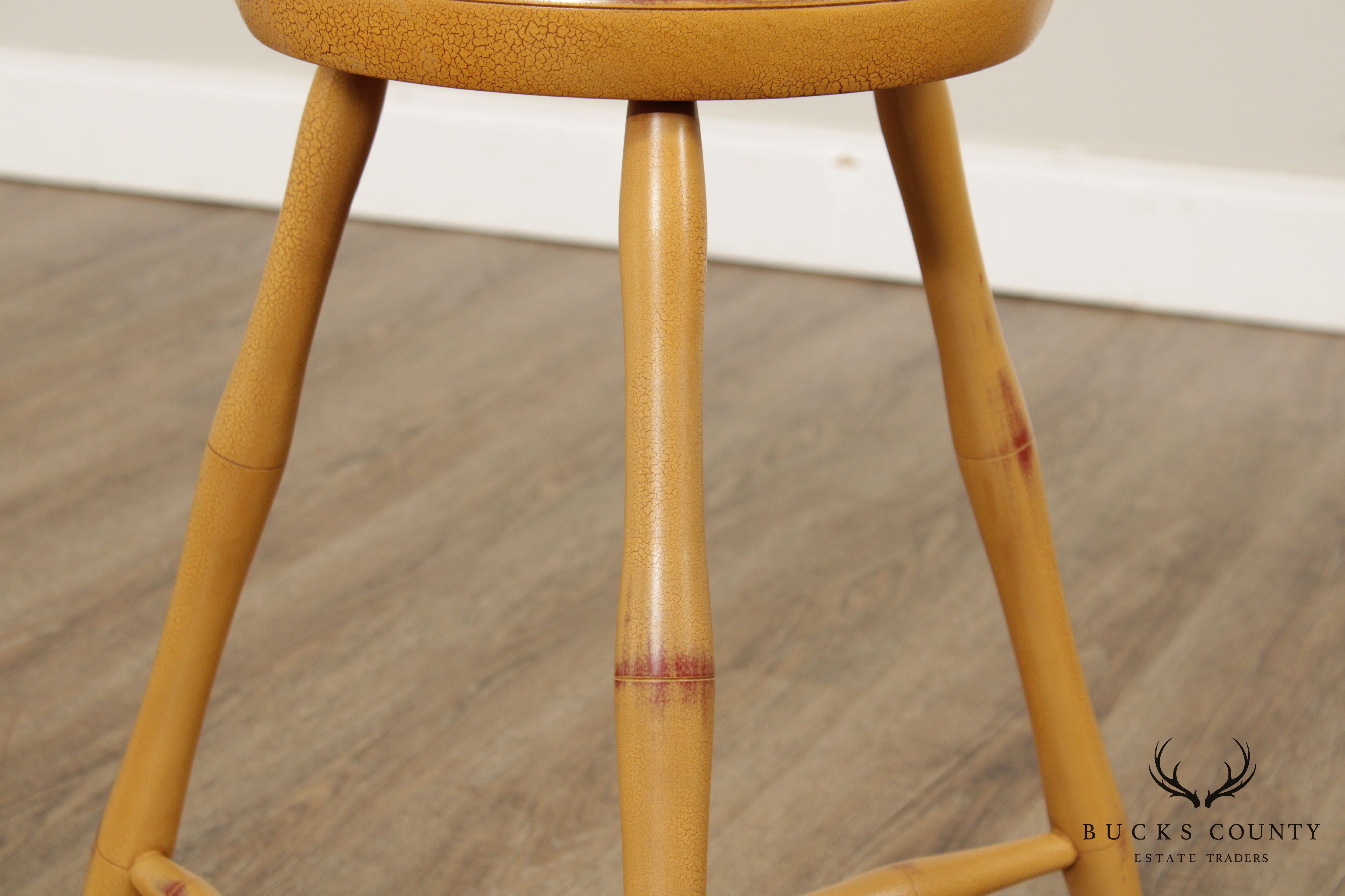 D.R. Dimes Mustard Yellow Painted 3 Legged Stool