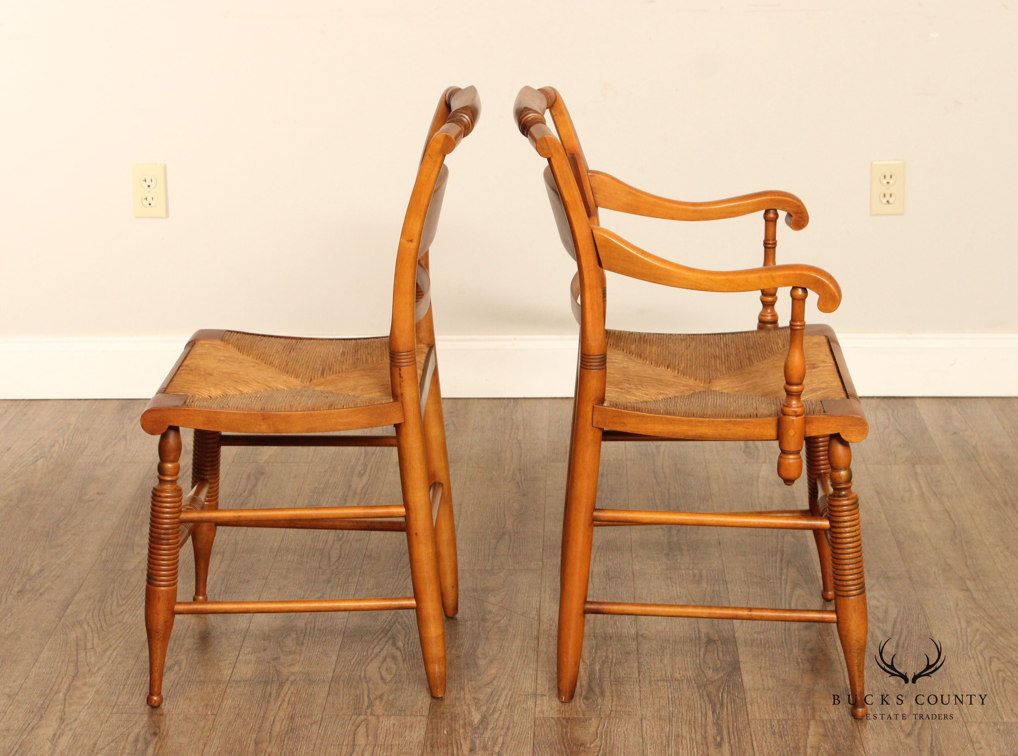 Hitchcock Vintage Set Eight Harvest Stencil Decorated Maple Dining Chairs